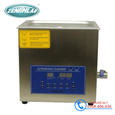 Bể rửa siêu âm 2 tần số 10 lít Zenith Lab ZPS-10AD