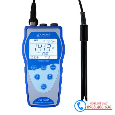 Máy đo độ dẫn/TDS/độ mặn/nhiệt độ cầm tay (lưu và truy xuất dữ liệu theo GLP) Apera EC8500