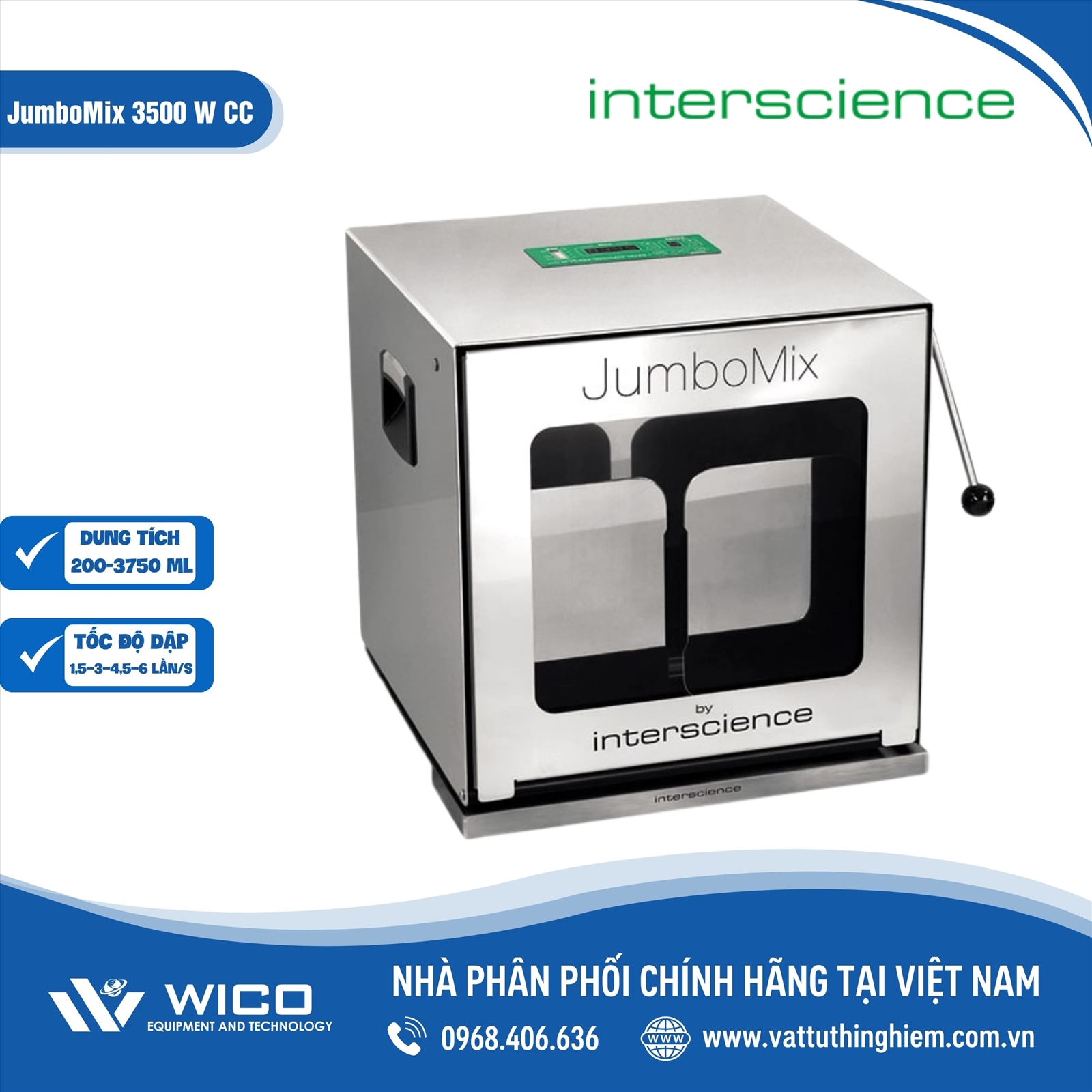 Interscience Mini Mix Máy dập mẫu vi sinh Interscience JumboMix 3500 W CC | Cửa kính