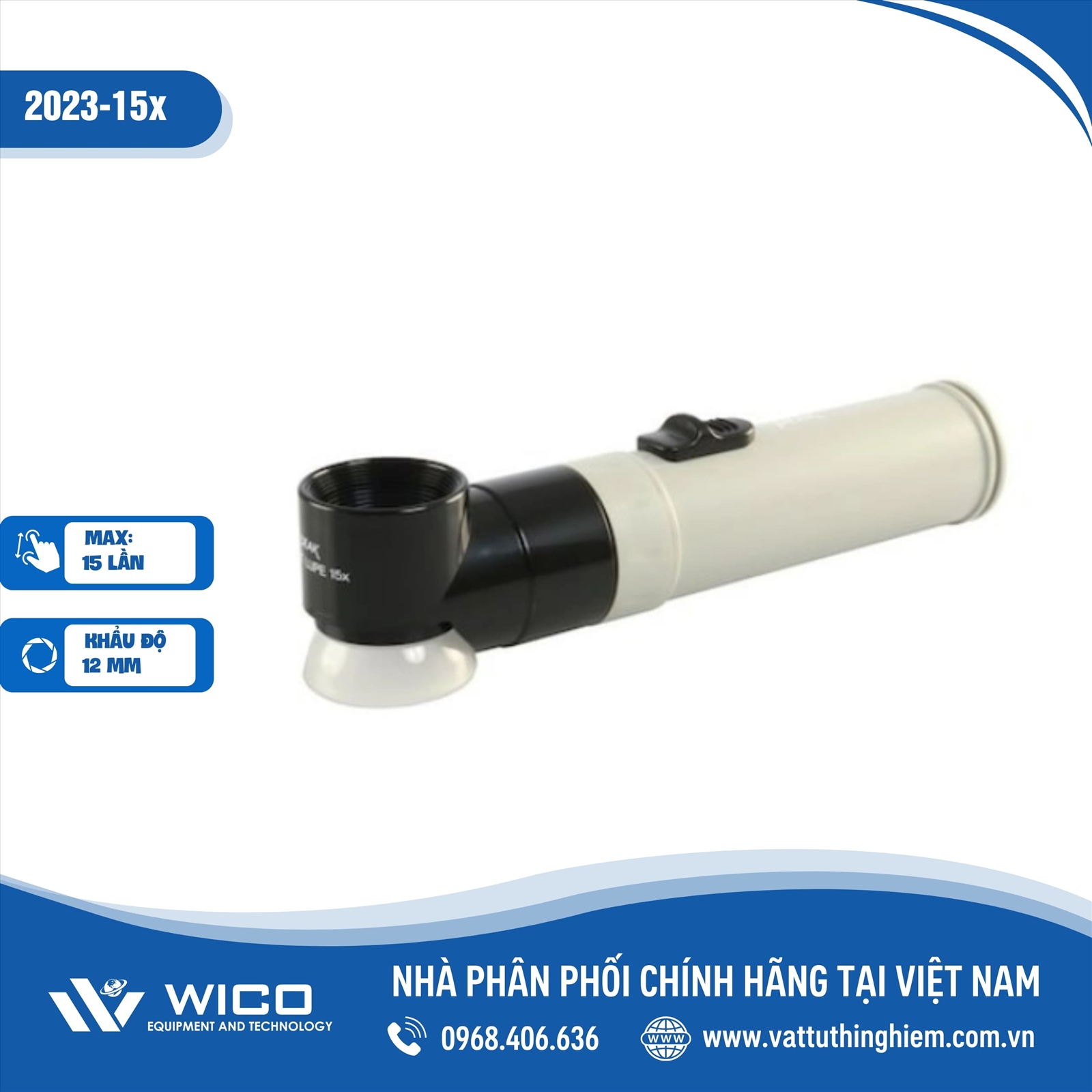 Kính lúp Peak cầm tay 2023-15X (độ phóng đại 15X, có cán, đèn)