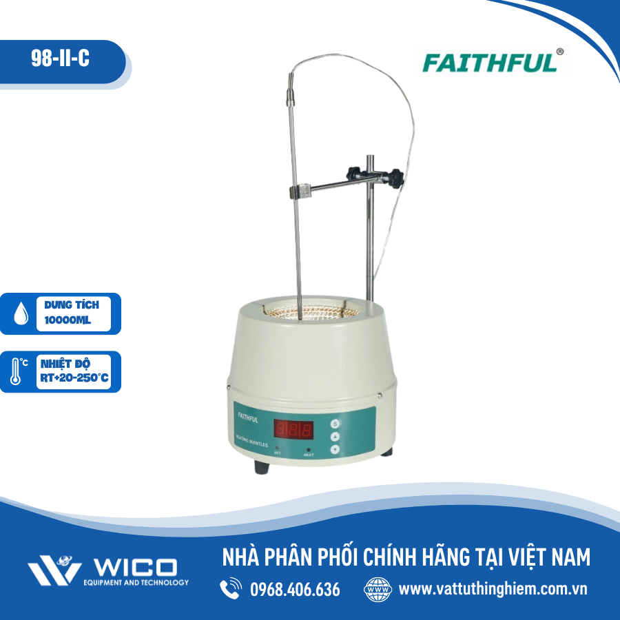 Bếp đun bình cầu hiện số 10 lít Faithful Trung Quốc 98-II-C 10000ml