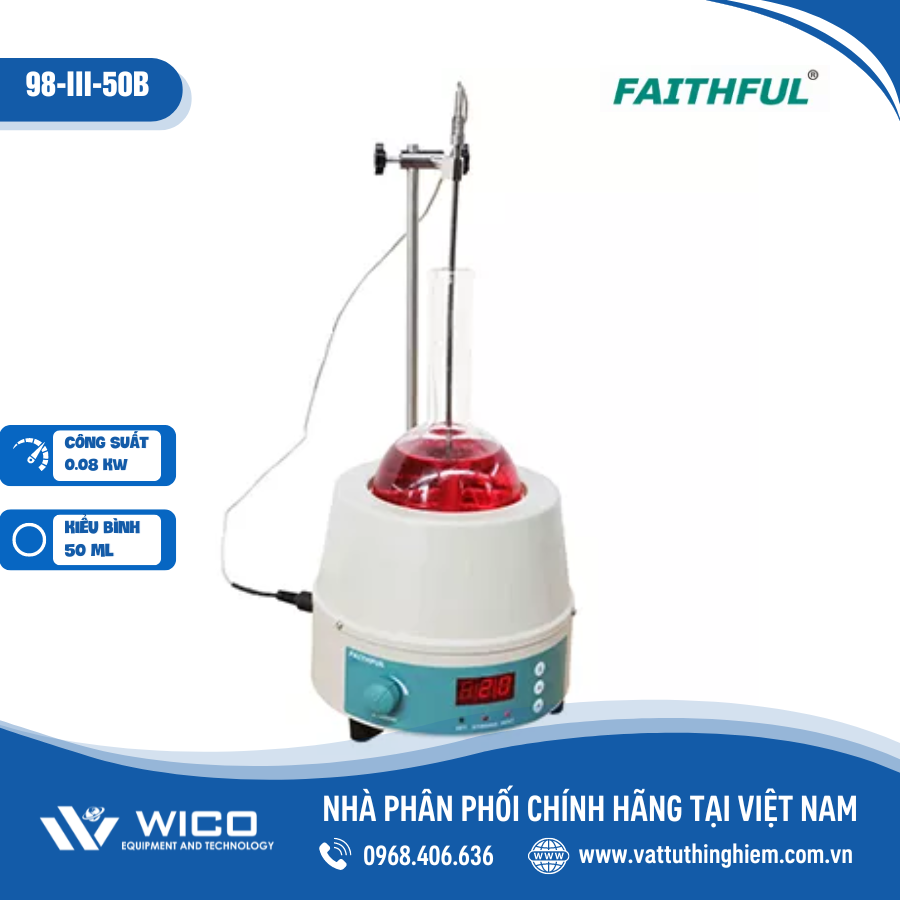 Bếp đun bình cầu hiện số có khuấy từ 50ml Faithful Trung Quốc 98-III-B 50ml