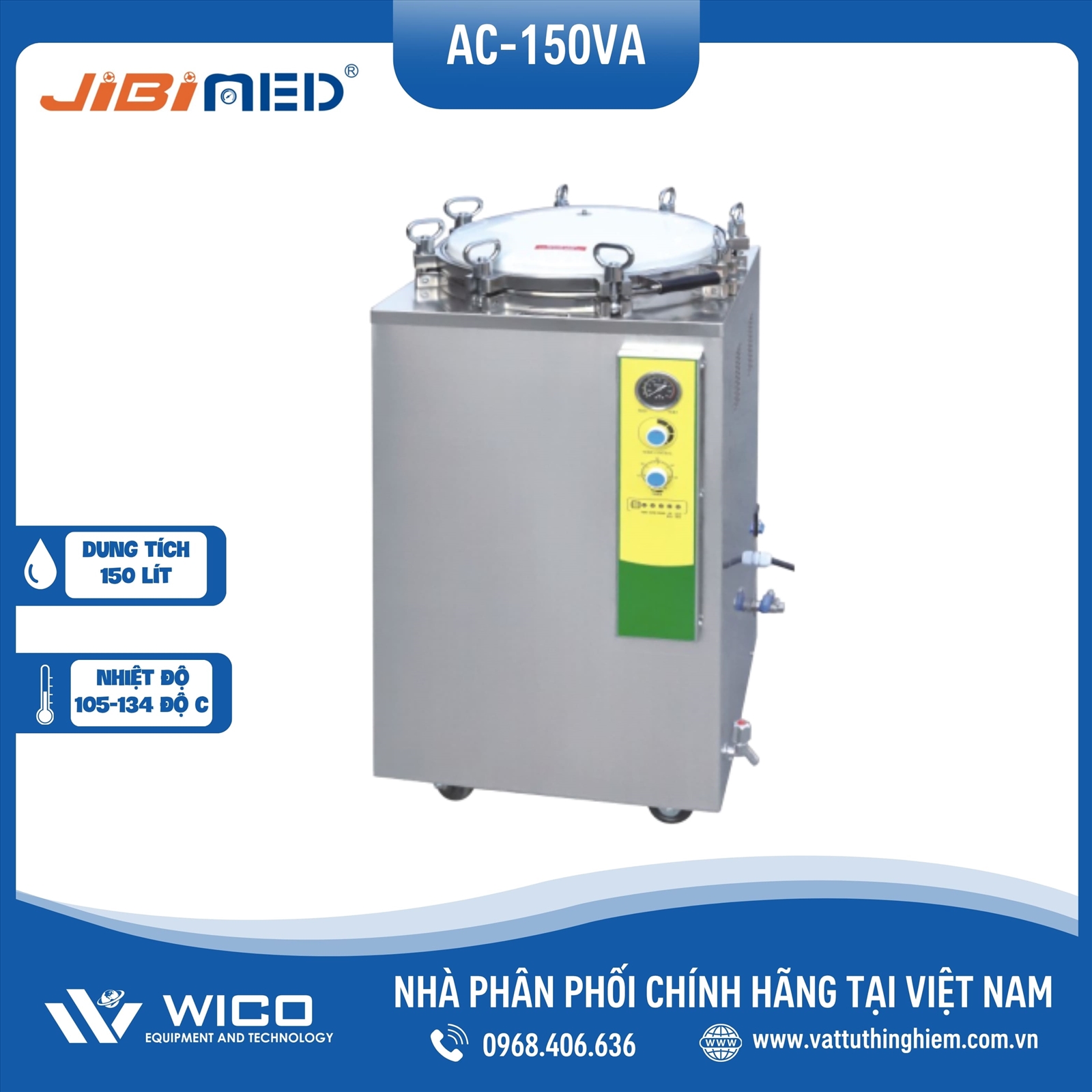 Nồi hấp tiệt trùng 150 lít Jibimed AC-150VA
