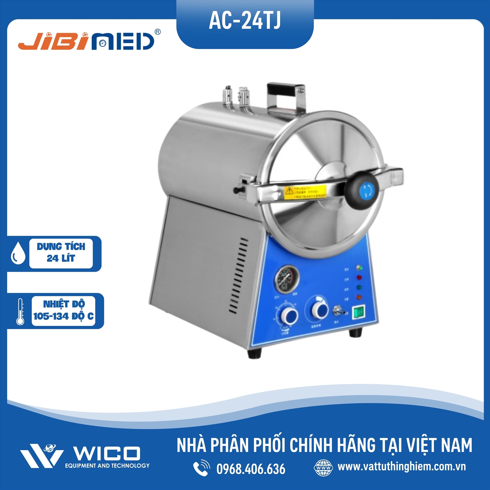 Nồi hấp tiệt trùng xách tay 24 lít Jibimed AC-24TJ