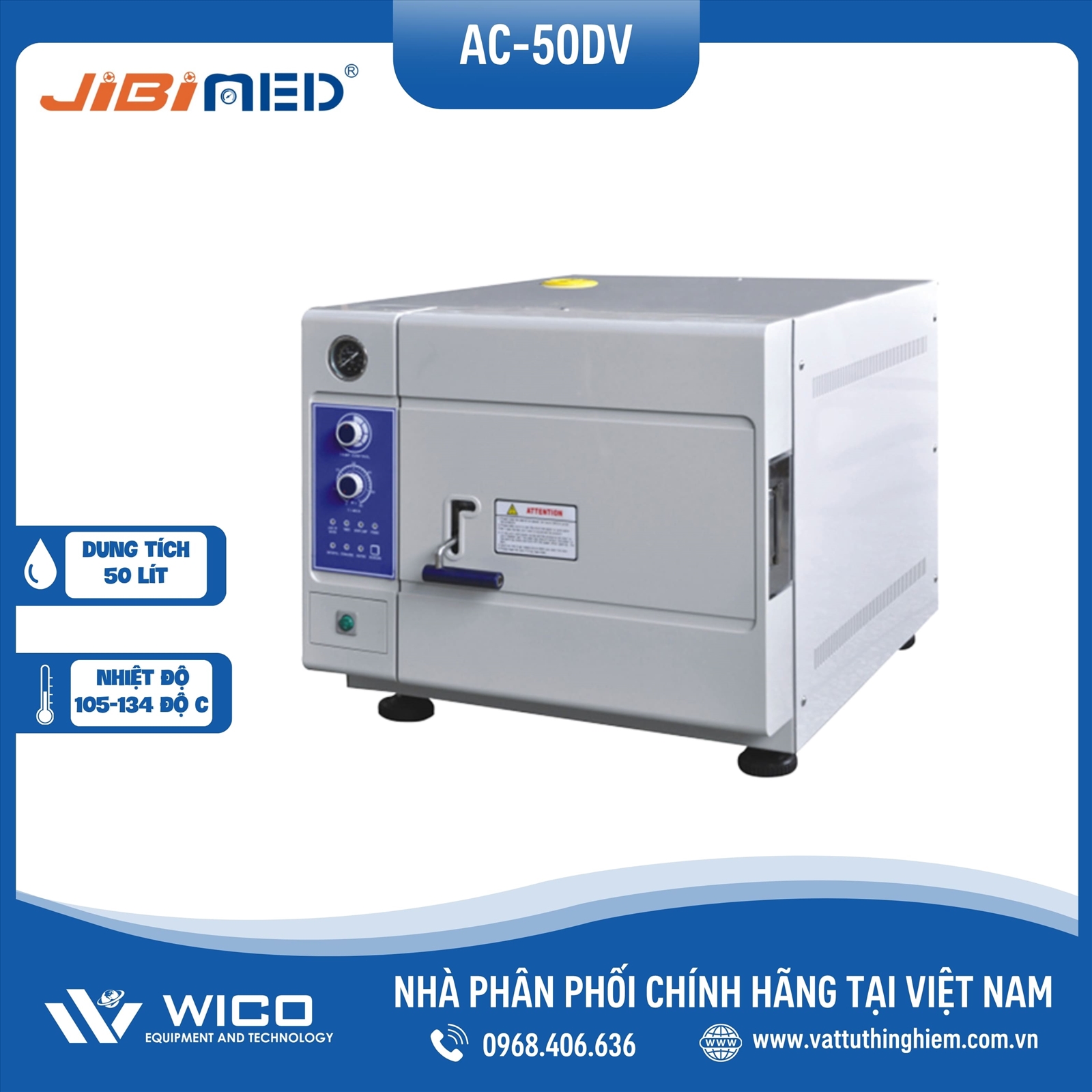 Nồi Hấp Tiệt Trùng Sấy Chân Không Jibimed 50 lít (Class B) AC-50DV