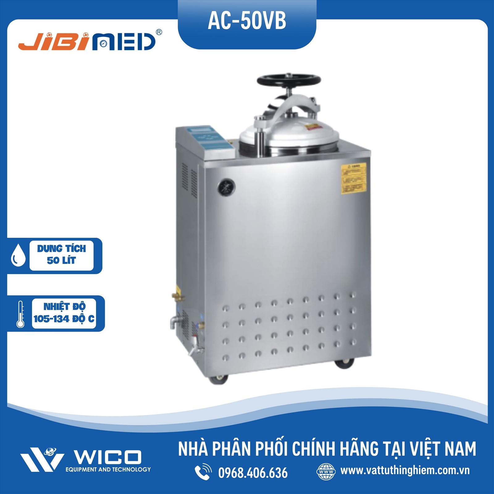 Nồi Hấp Sấy Chân Không Tự Động 50 Lít Jibimed AC-50VB