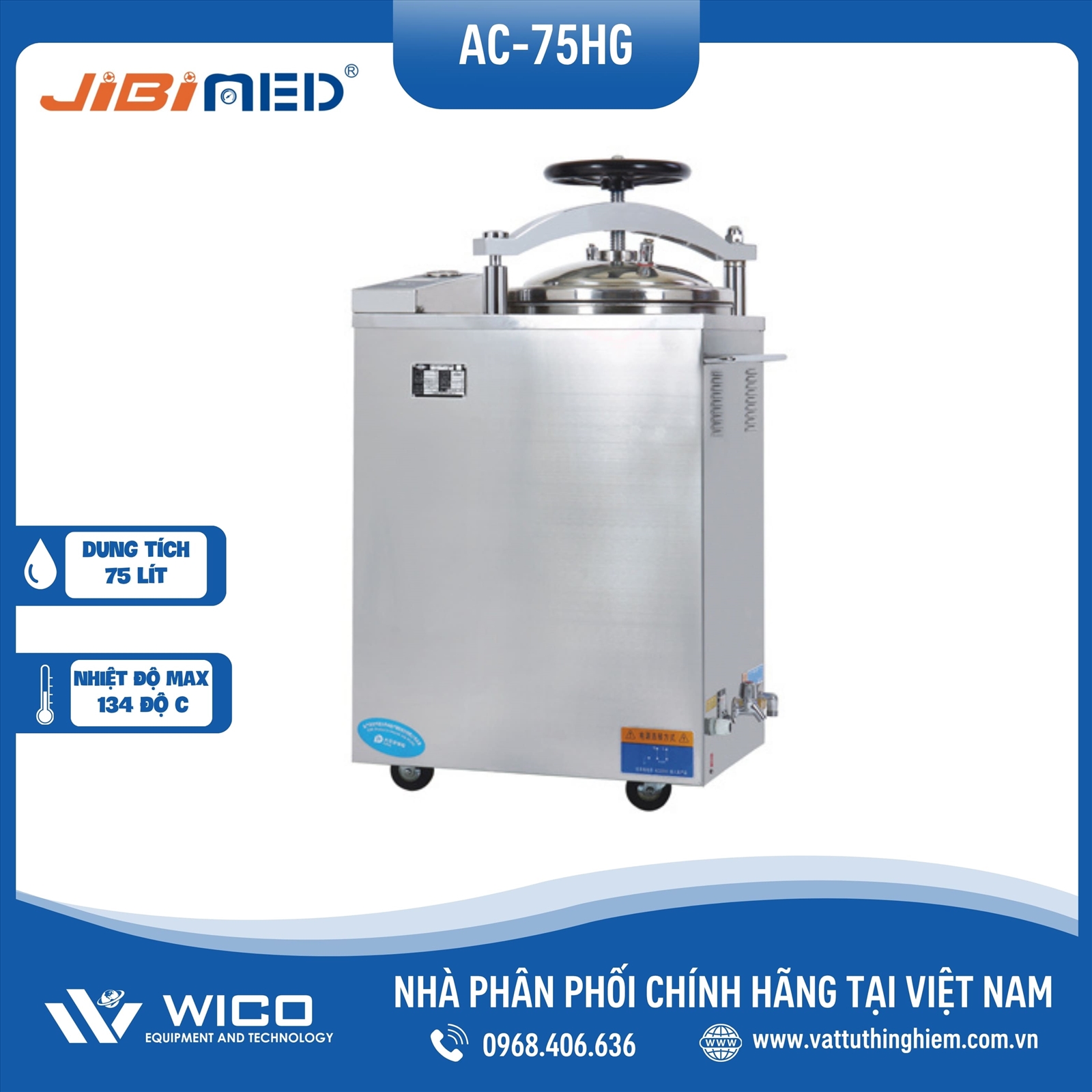 Nồi hấp sấy tiệt trùng 75 lít Jibimed AC-75HG