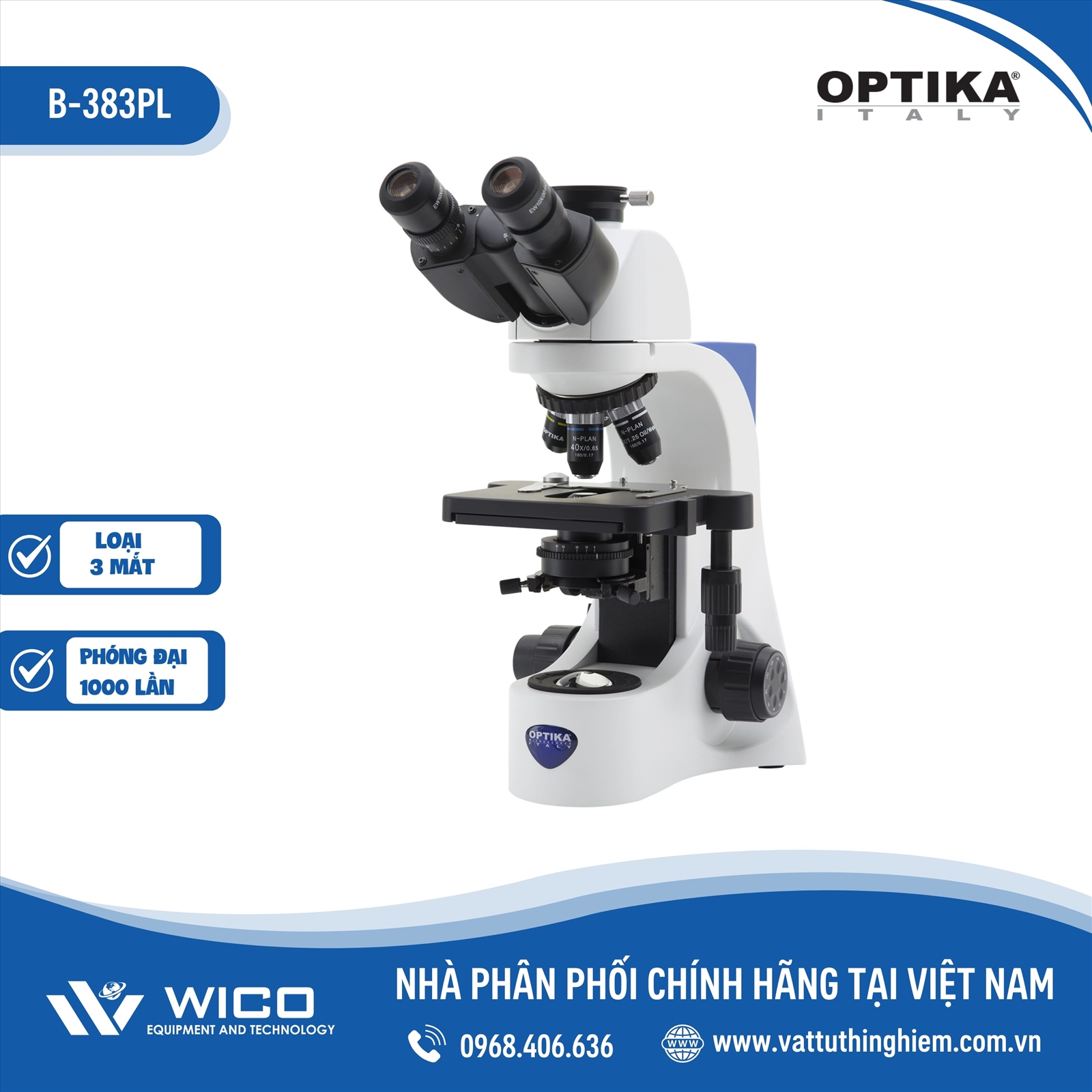 Kính Hiển Vi Sinh Học 3 Mắt B-383PL