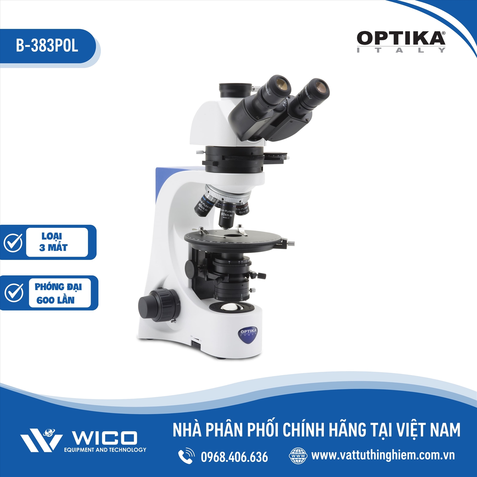 Kính Hiển Vi Sinh Học 3 Mắt B-383POL