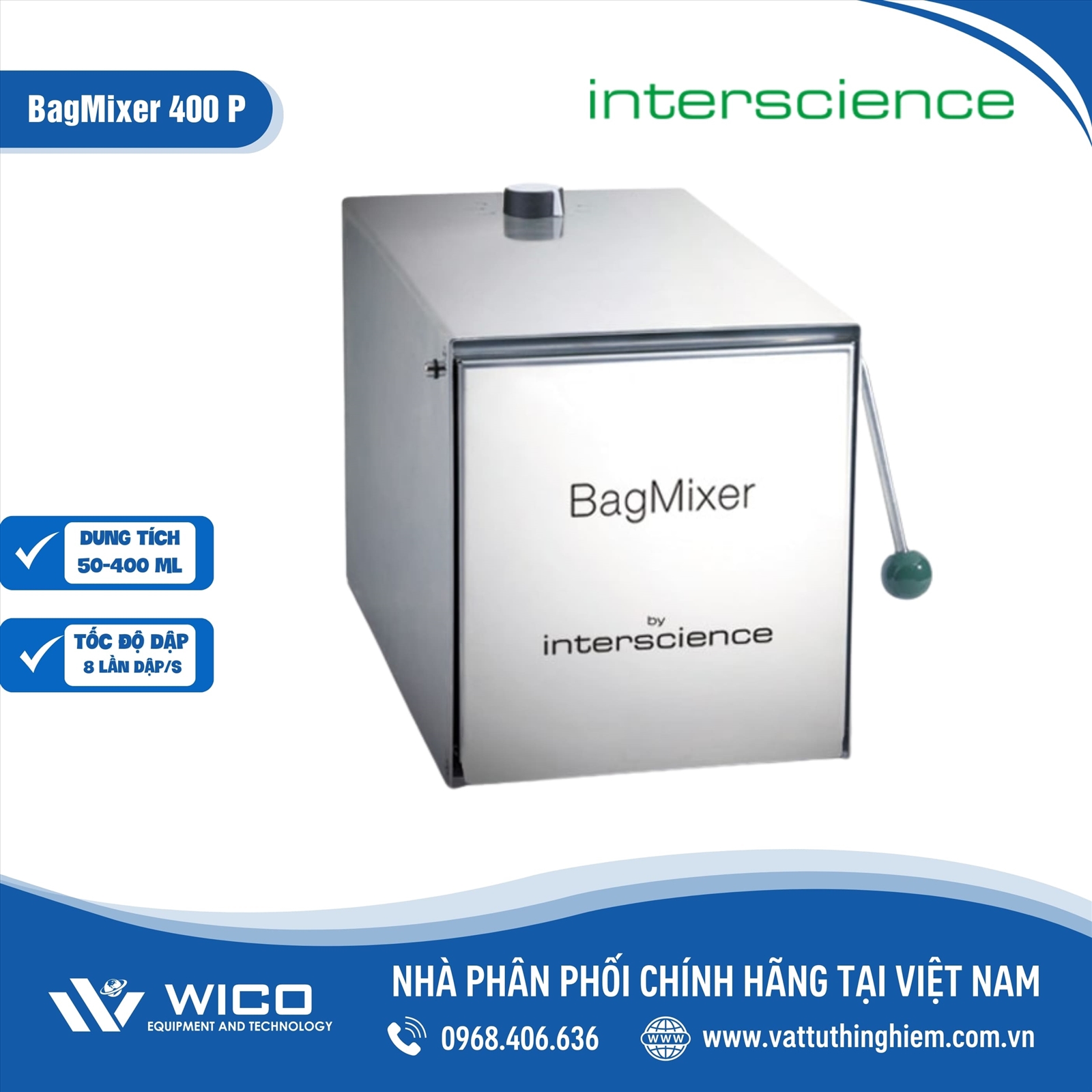 Máy dập mẫu vi sinh Interscience BagMixer 400 P | Cửa inox