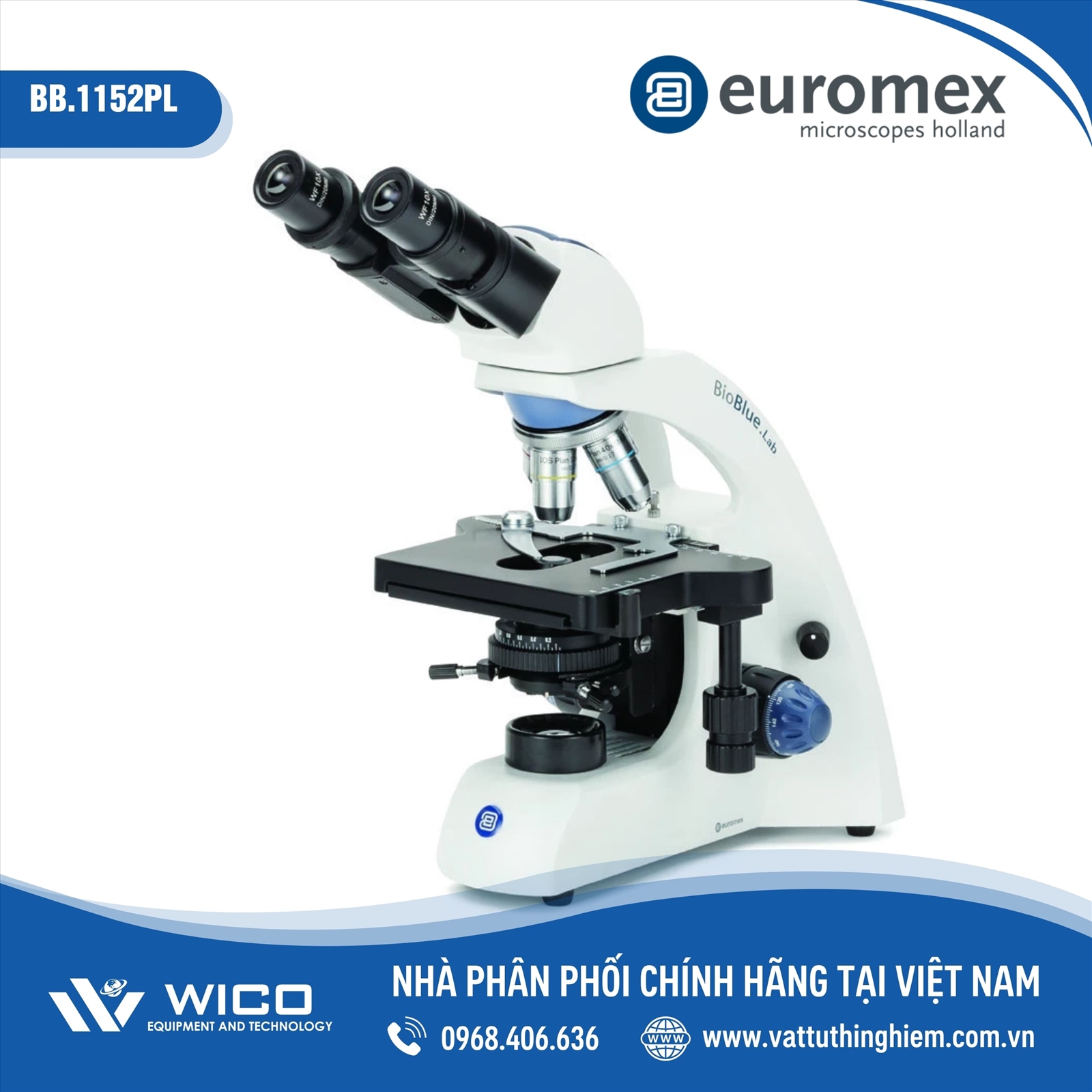 Kính hiển vi 2 mắt BioBlue Lab BB.1152-PL (Euromex - Hà Lan)