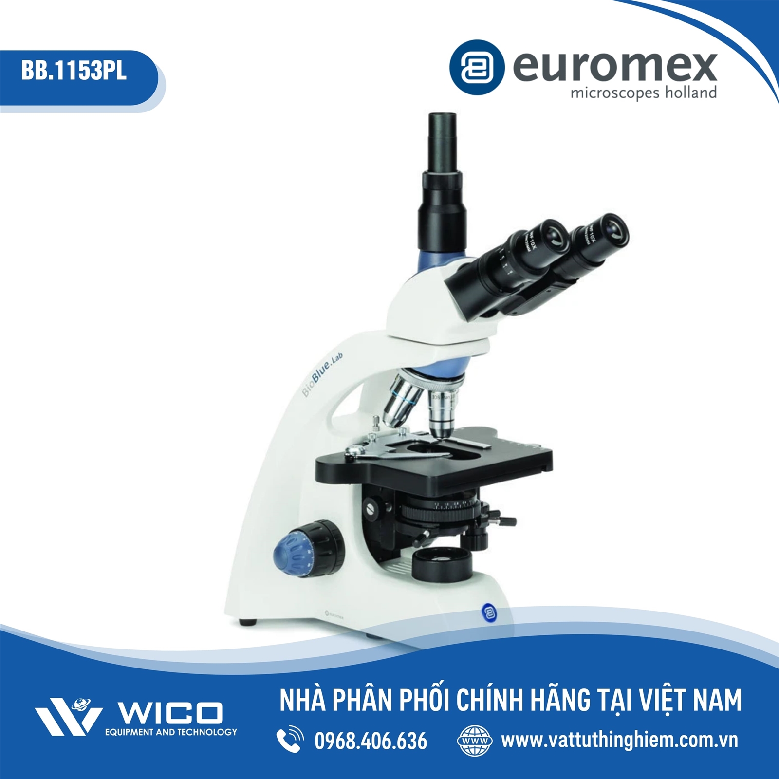 Kính hiển vi 3 mắt BioBlue Lab BB.1153-PL (Euromex - Hà Lan)