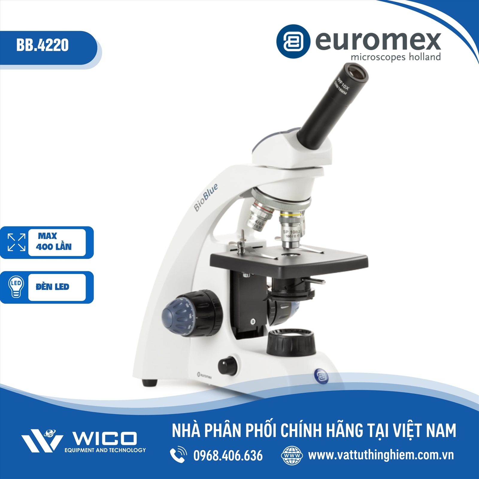 Kính hiển vi 1 mắt Euromex 400X Euromex BB.4220