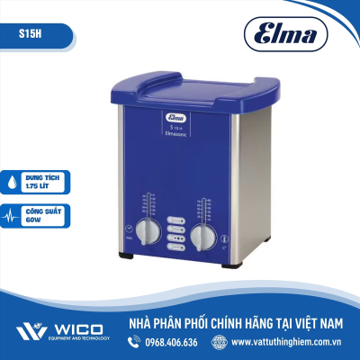 Bể rửa siêu âm có gia nhiệt 1,5 lít Elma S15H