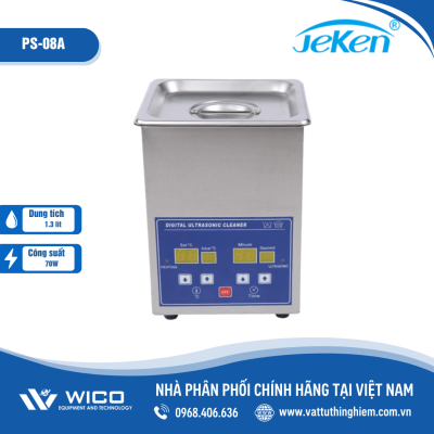 Bể rửa siêu âm gia nhiệt Jeken PS-08A (1.3 lít - màn hình LED)