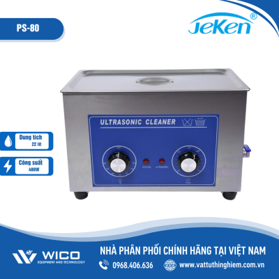 Bể rửa siêu âm Jeken PS-80 (22 lít - kiểu cơ núm vặn )