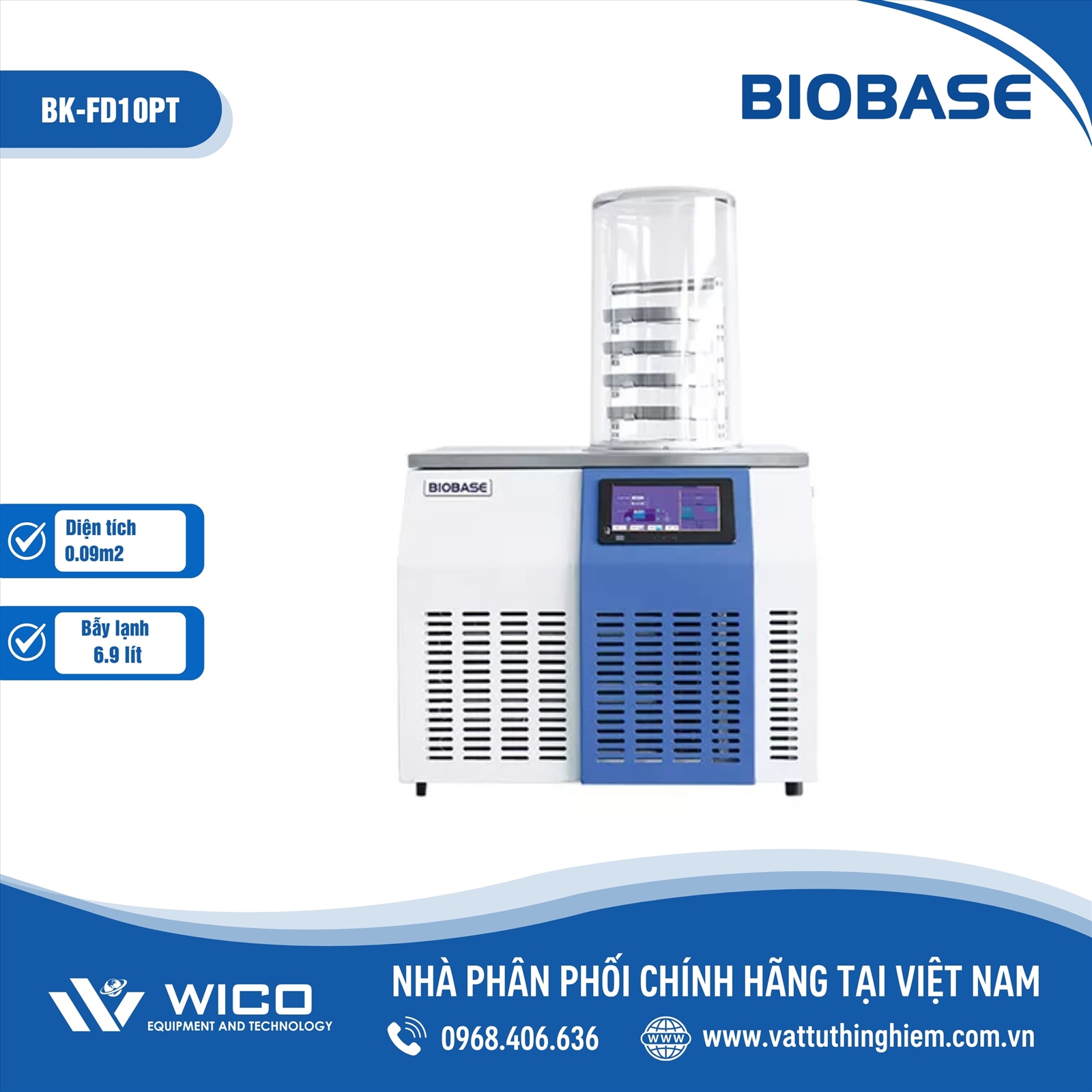 Máy Đông Khô Phòng Thí Nghiệm Để Bàn Biobase BK-FD10PT | 3 Khay