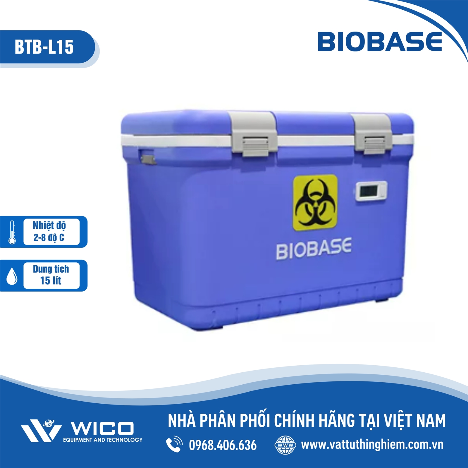 Hộp bảo quản - Vận chuyển Vacxin/ Dược 2-8 độ C Biobase BTB-15 | 15 lít