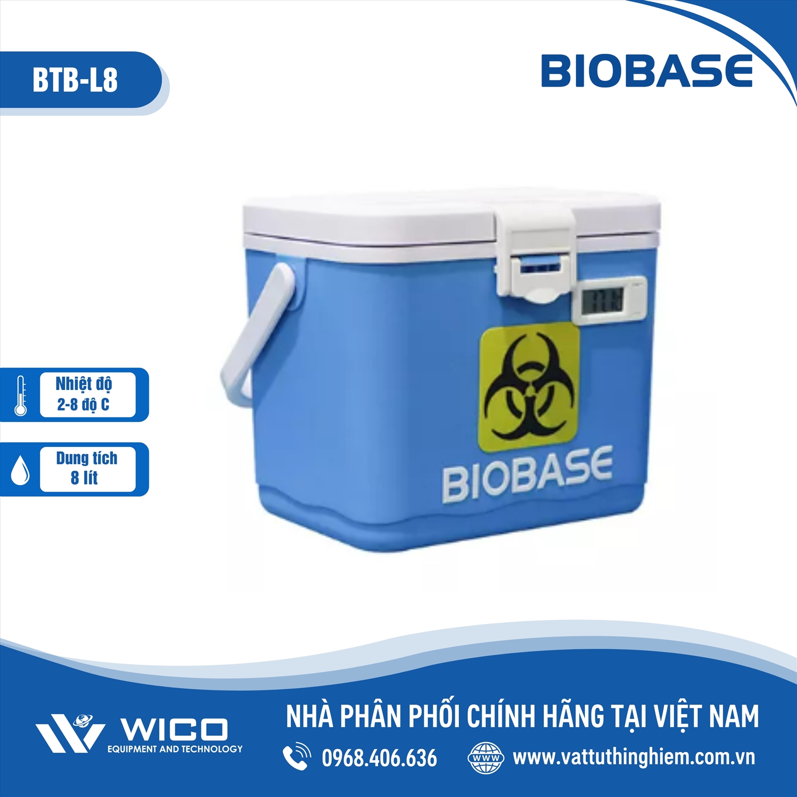 Hộp bảo quản - Vận chuyển Vacxin/ Dược 2-8 độ C Biobase BTB-8 | 8 lít