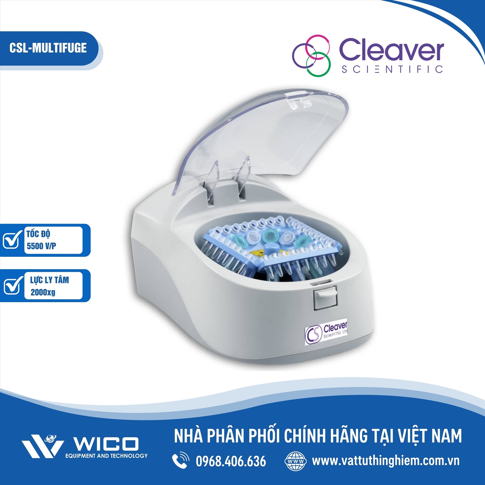 Máy ly tâm Spindown 5500 rpm Cleaver Scientific CSL-MULTIFUGE