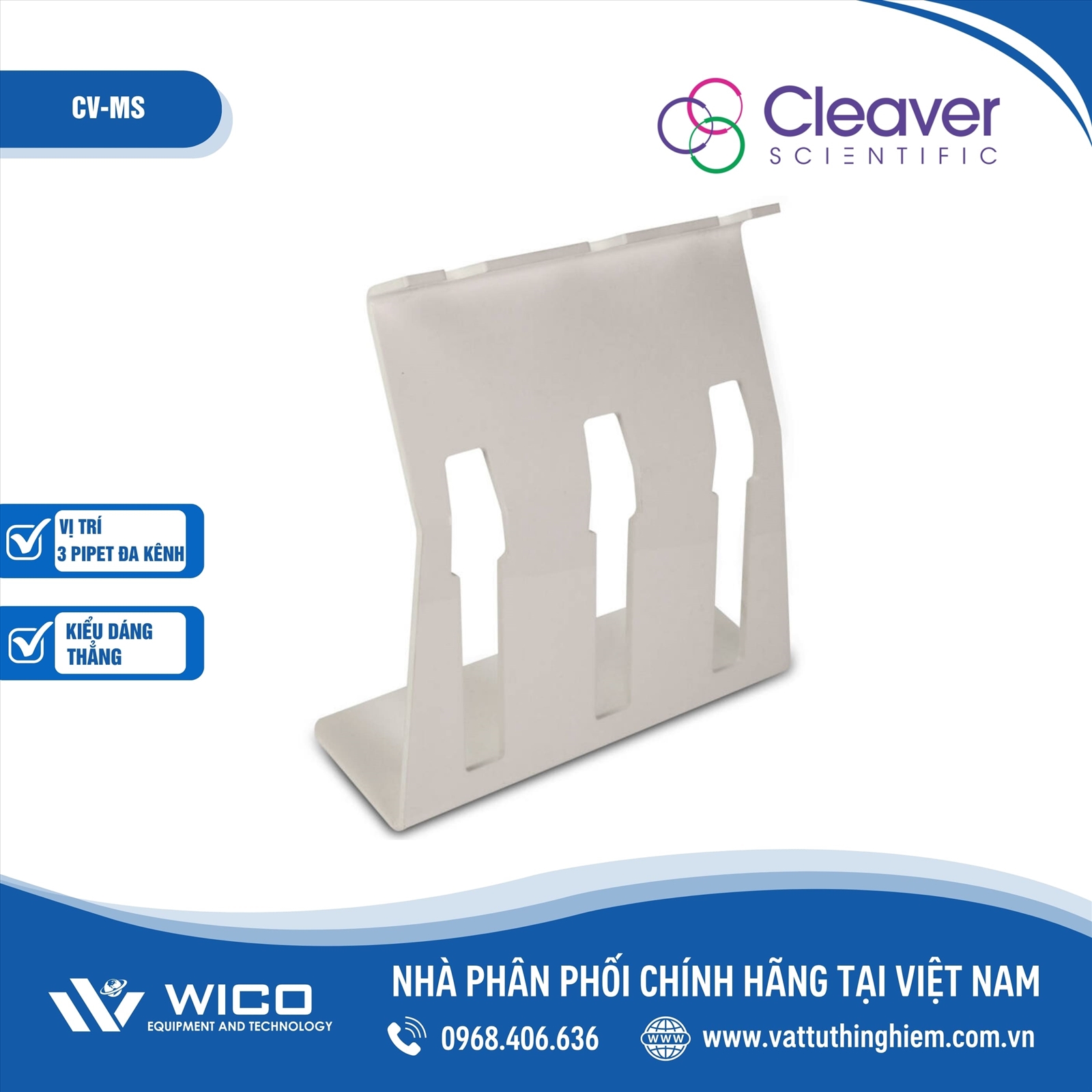 Giá đỡ Pipet đa kênh 3 vị trí Cleaver Scientific CV-MS