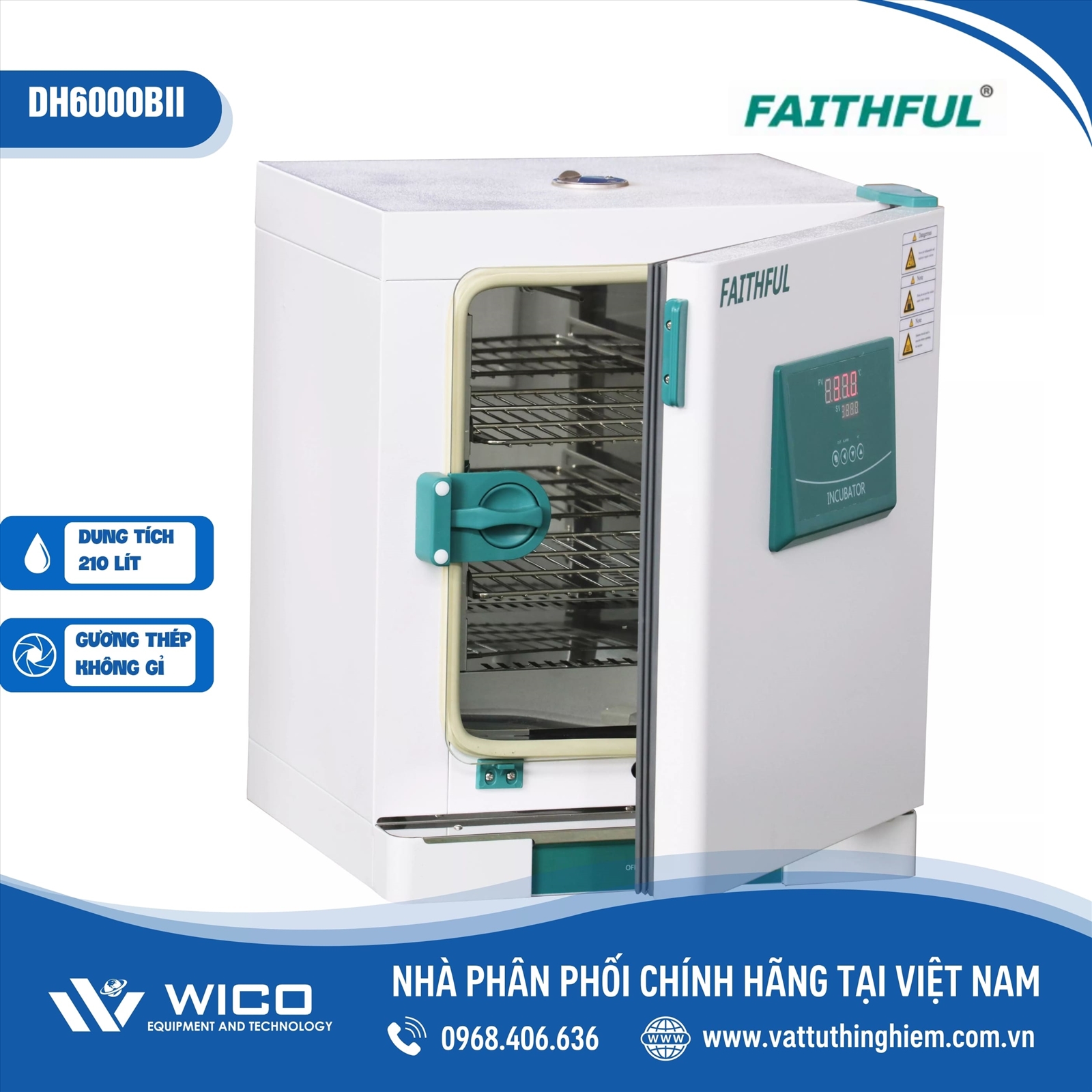 Tủ ấm vi sinh Inox Trung Quốc 210 lít DH6000BII (Faithful)