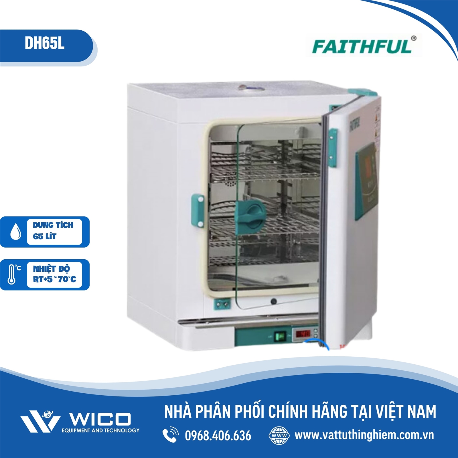 Tủ ấm vi sinh có đèn UV Trung Quốc 65 lít DH65L (Faithful)