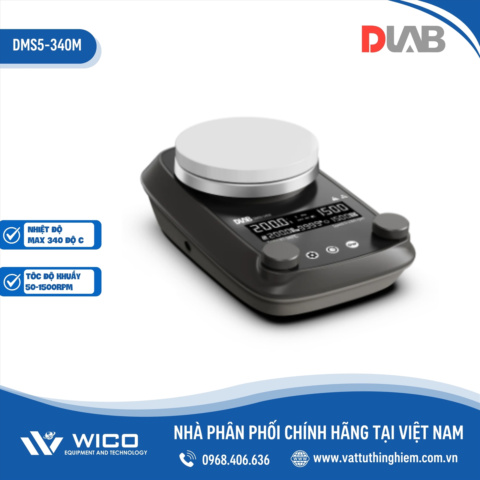 Máy khuấy từ gia nhiệt 340 độ C Dlab DMS5-340M