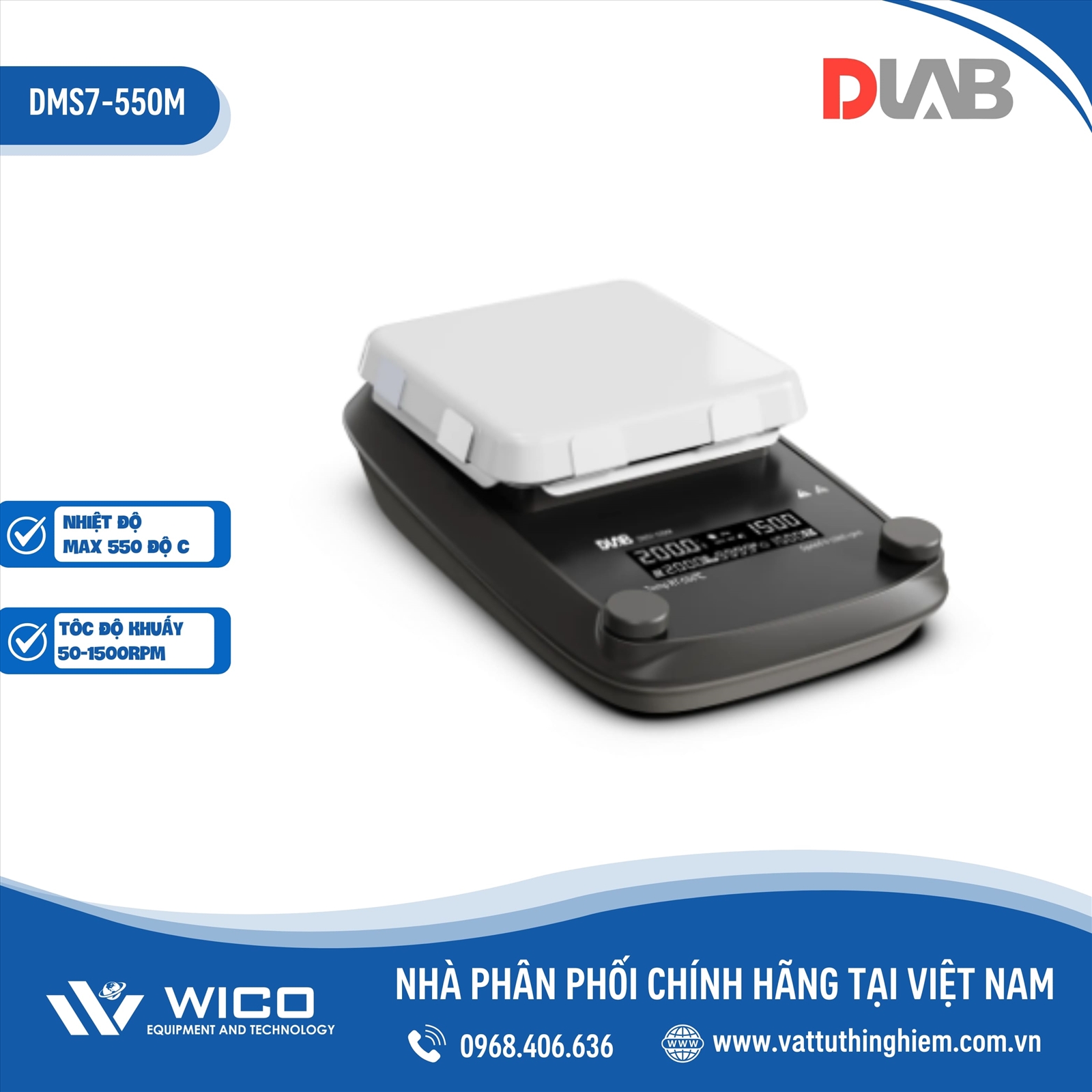 Máy khuấy từ gia nhiệt 550 độ C Dlab DMS7-550M