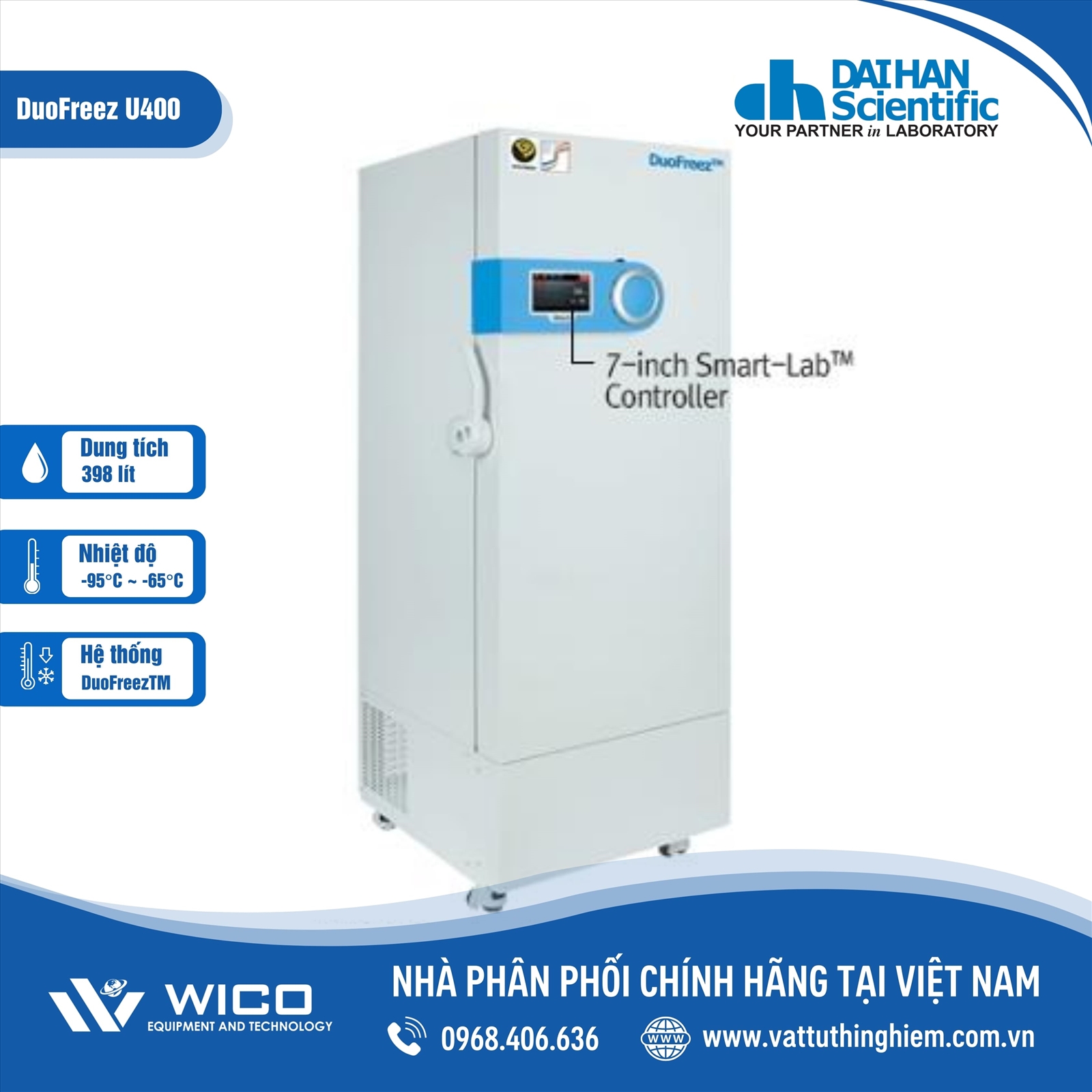 Tủ lạnh âm sâu -86℃ dạng đứng 393 lít Daihan SimpleFreez U400