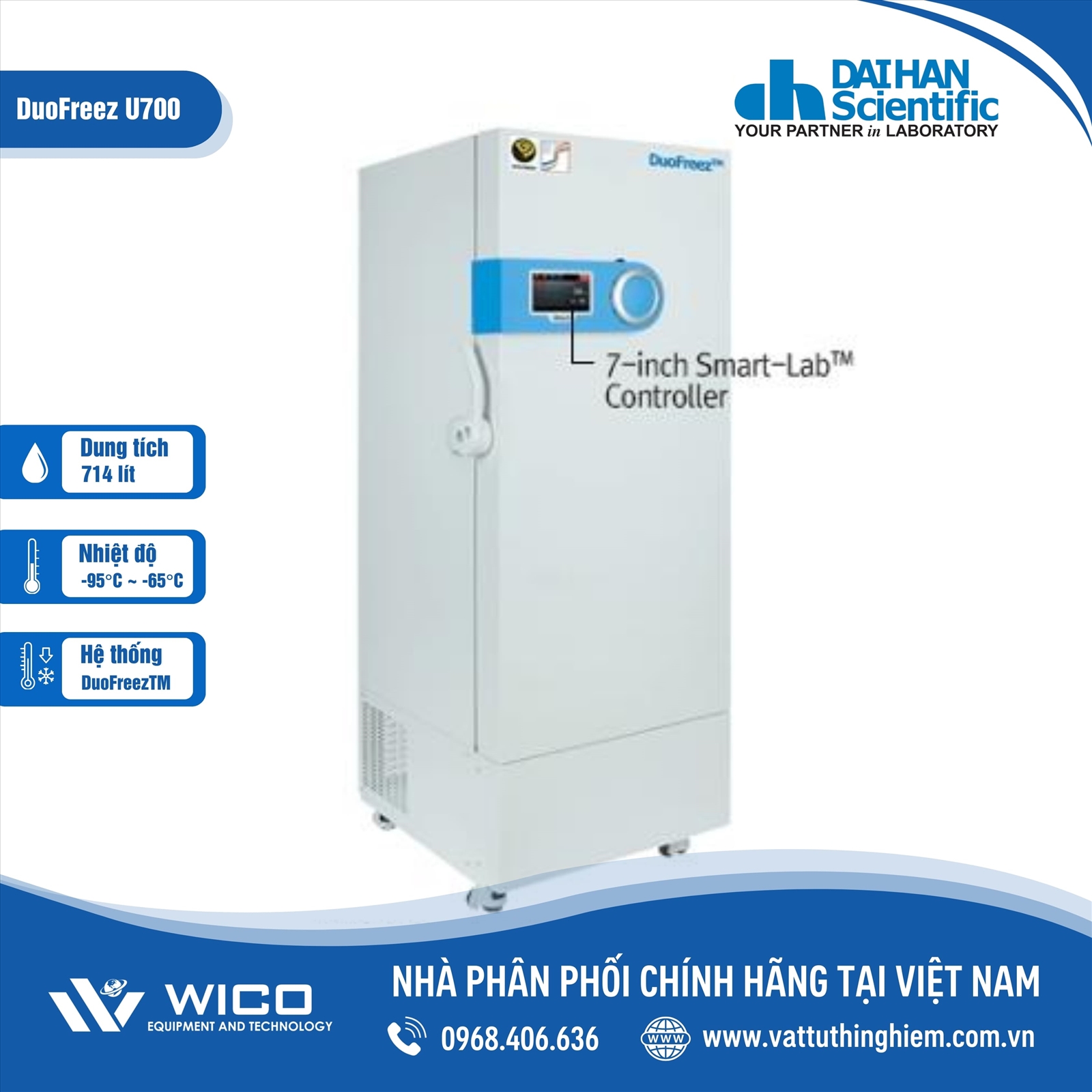 Tủ lạnh âm sâu -86℃ dạng đứng 714 lít Daihan SimpleFreez U700