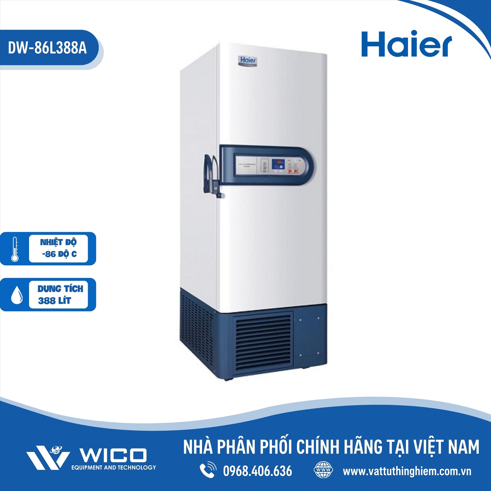 Tủ bảo quản âm sâu Haier âm 86 độ C DW-86L388A | 388 Lít