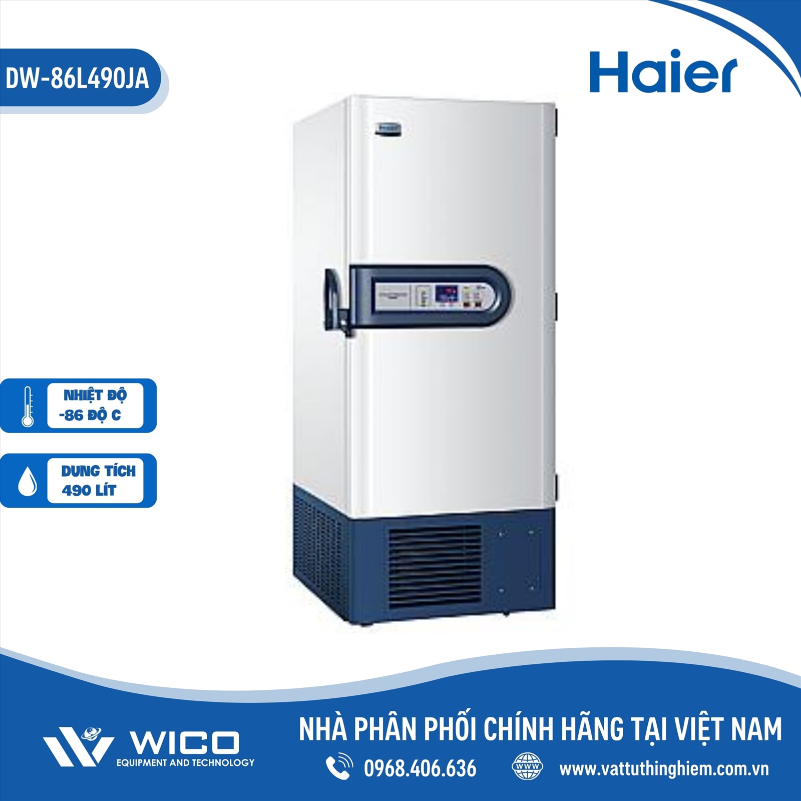 Tủ lạnh âm sâu Haier -86 độ C, 490 lít DW-86L490JA