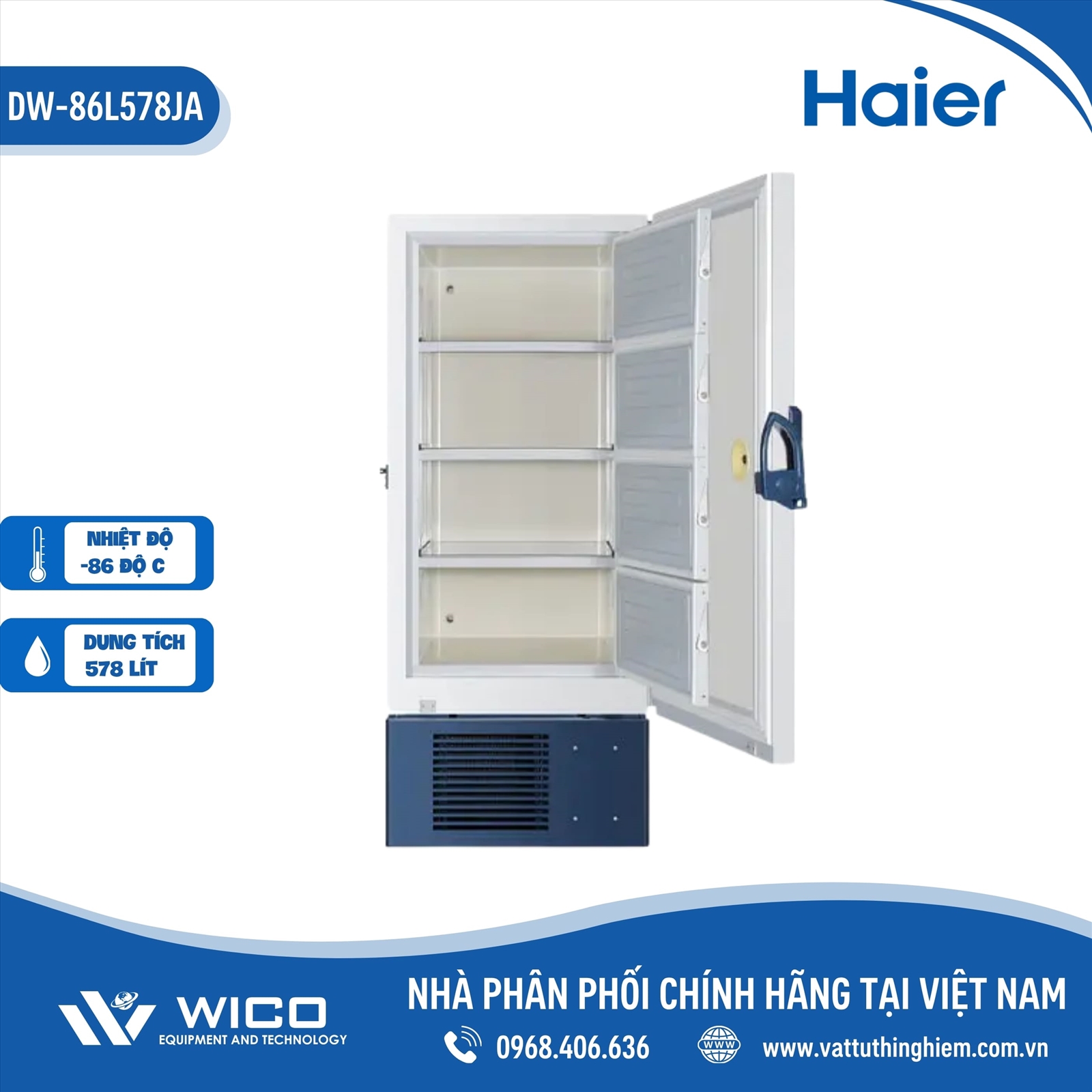 Tủ lạnh âm sâu Haier -86 độ C, 578 lít DW-86L578JA