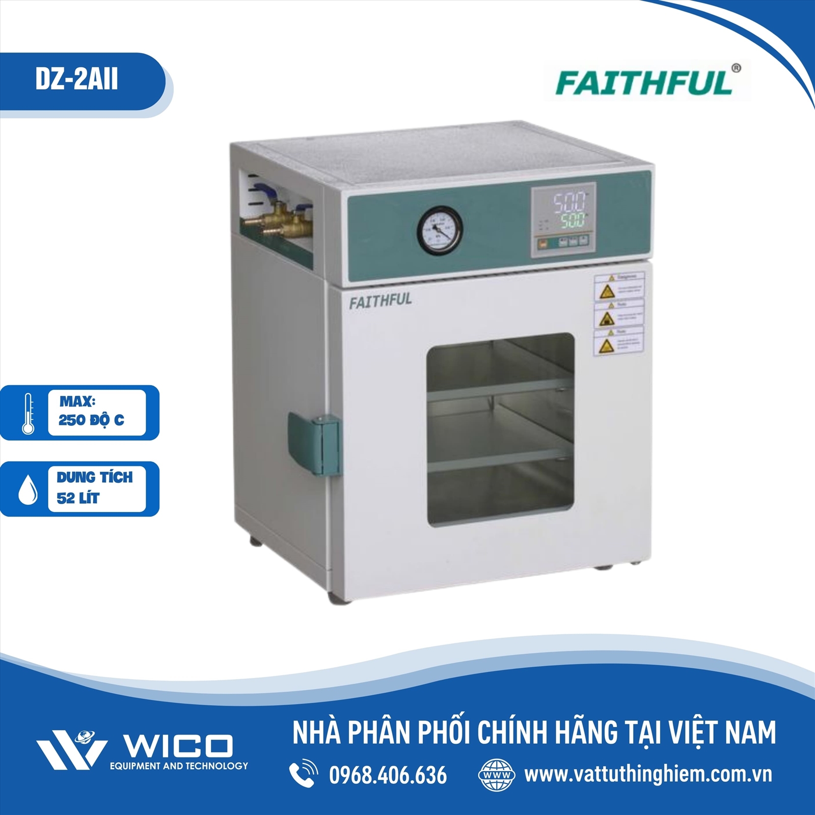 Tủ sấy chân không 52 lít Trung Quốc DZ-2AII (Faithful)