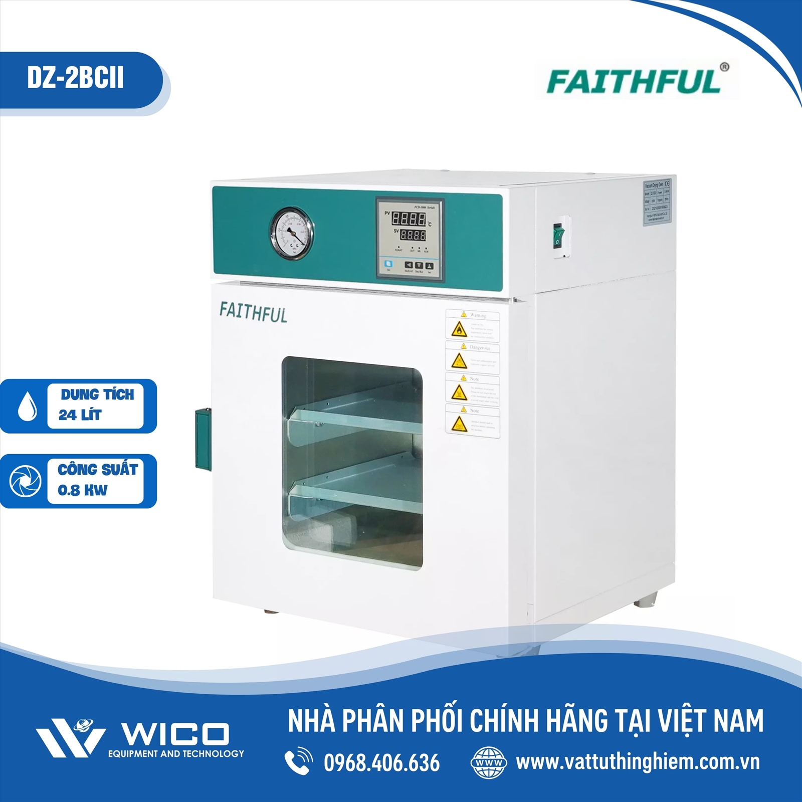 Tủ sấy chân không 52 lít Trung Quốc DZ-2BCII (Faithful)