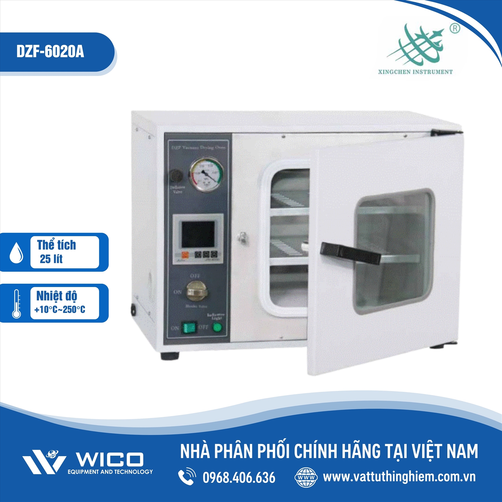 Tủ sấy chân không 25 lít Xingchen DZF-6020A