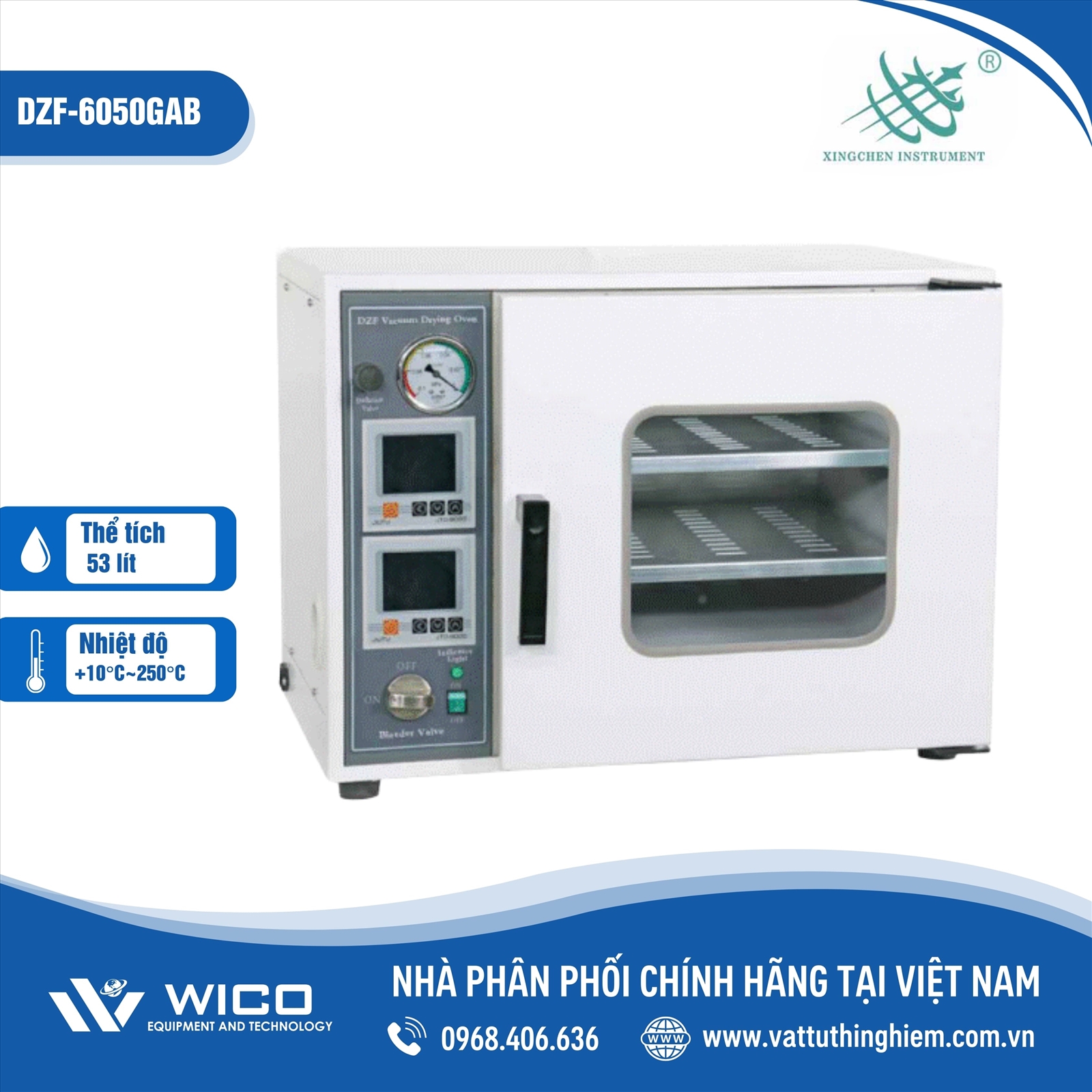 Tủ sấy chân không 53 lít Xingchen DZF-6050GAB