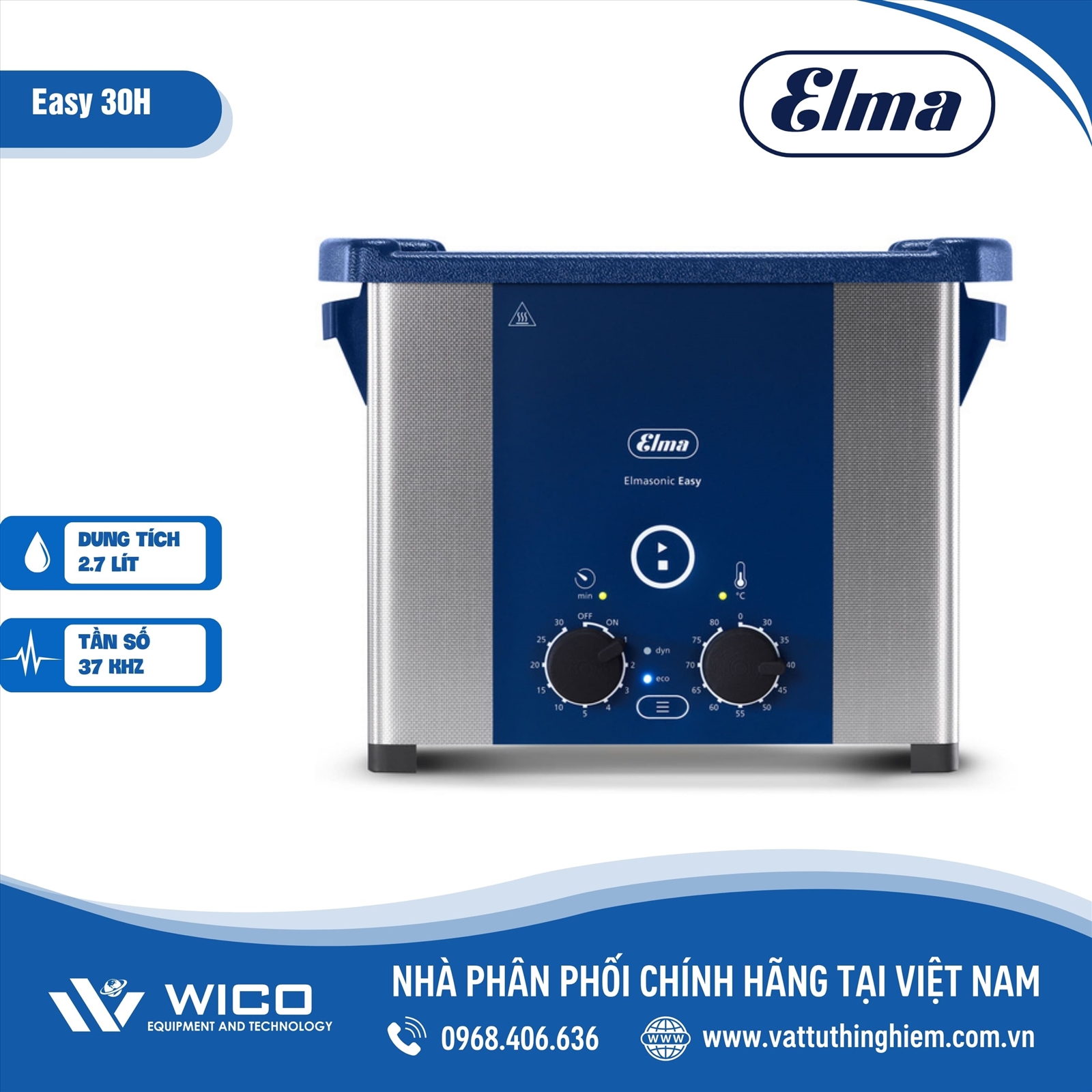 Bể rửa siêu âm Elma Easy 30H