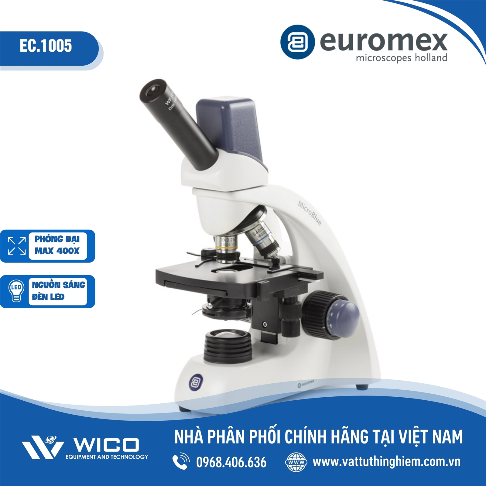 Kính hiển vi 1mắt Euromex tích hợp Camera 3.2Mp EC.1005