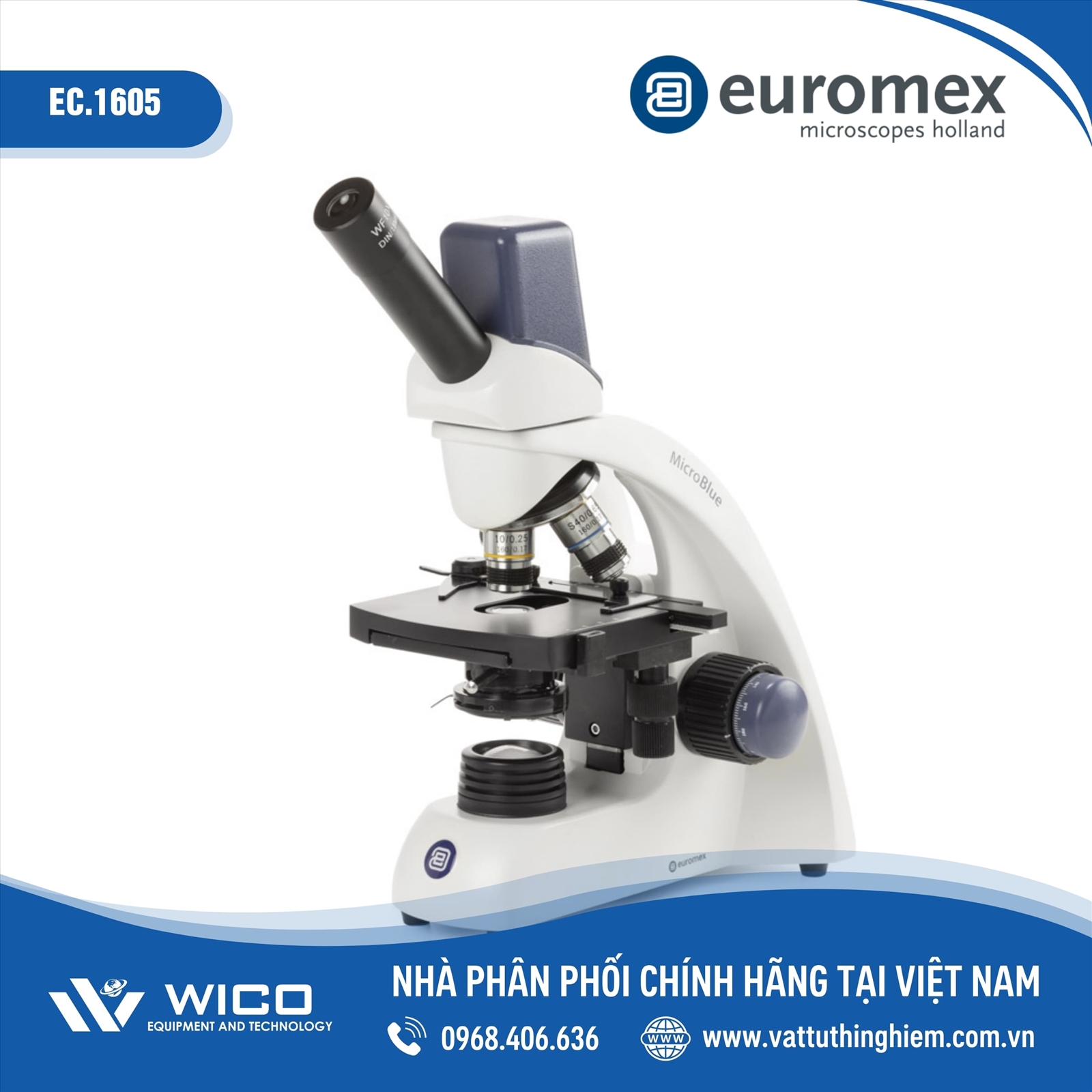 Kính hiển vi 1mắt Euromex tích hợp Camera 3.2Mp EC.1605 (600X)