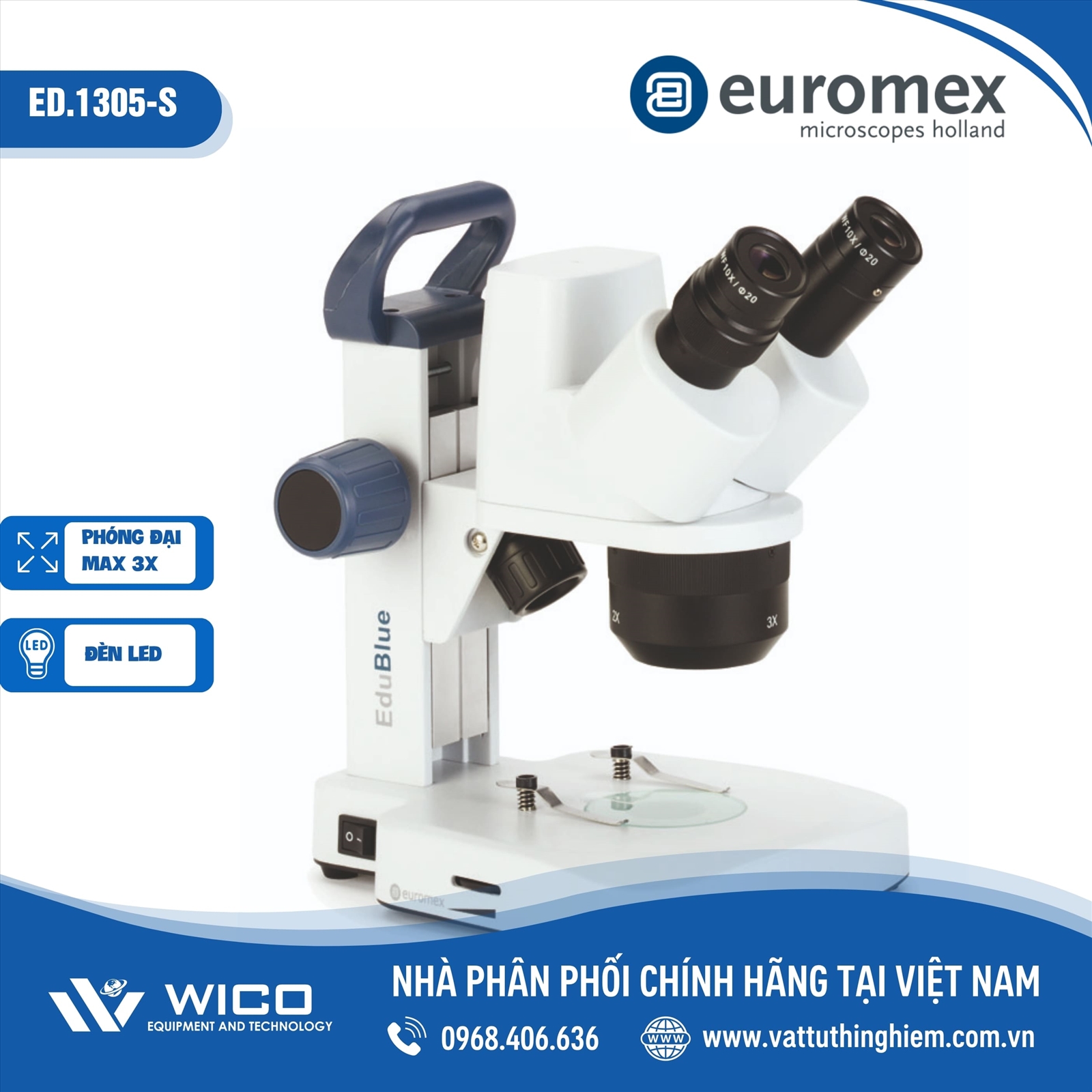 KÍNH HIỂN VI SOI NỔI 10X/30X ED.1305-S (EUROMEX-HÀ LAN)