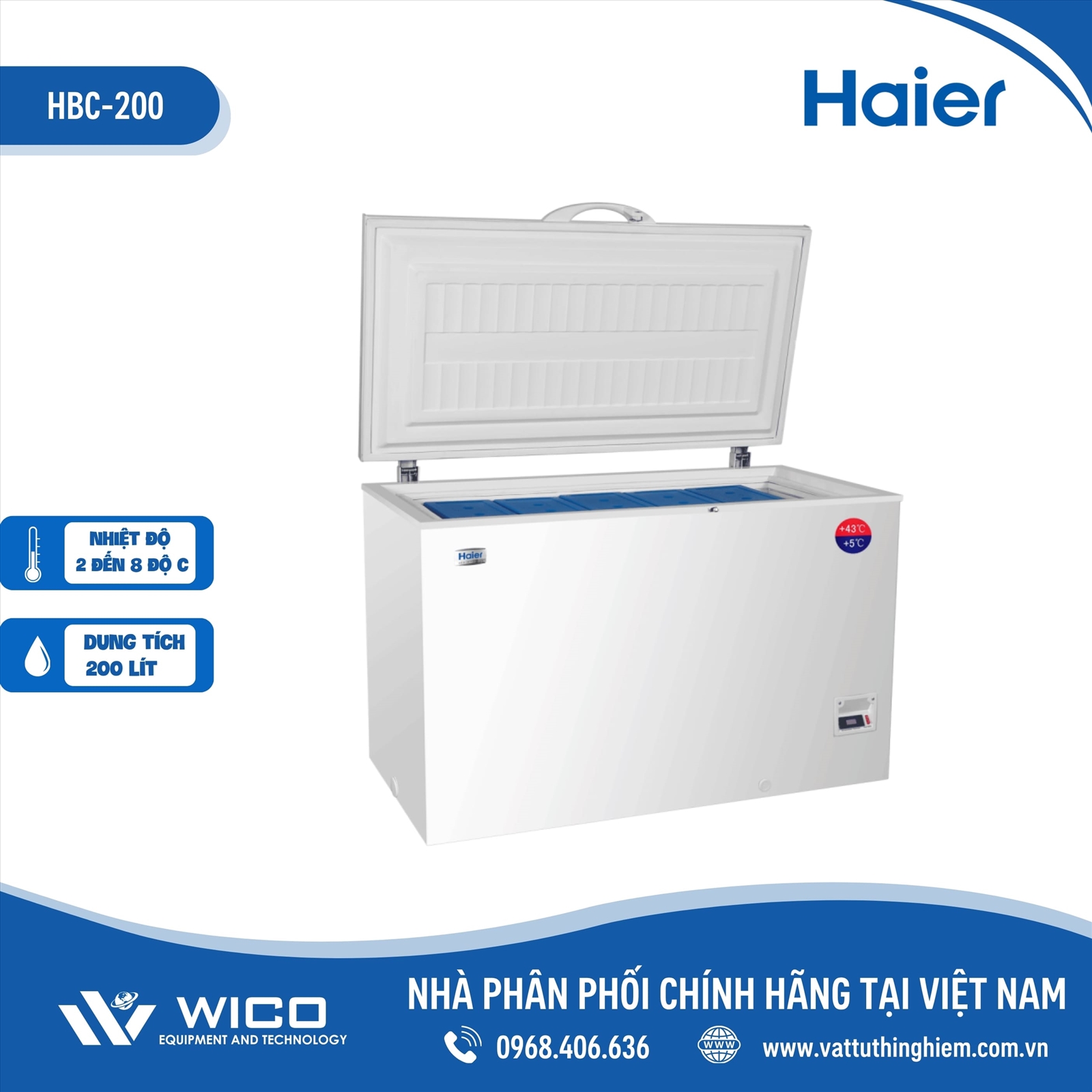 Tủ bảo quản Vacxin/ Sinh phẩm Haier HBC-200 | 200 Lít