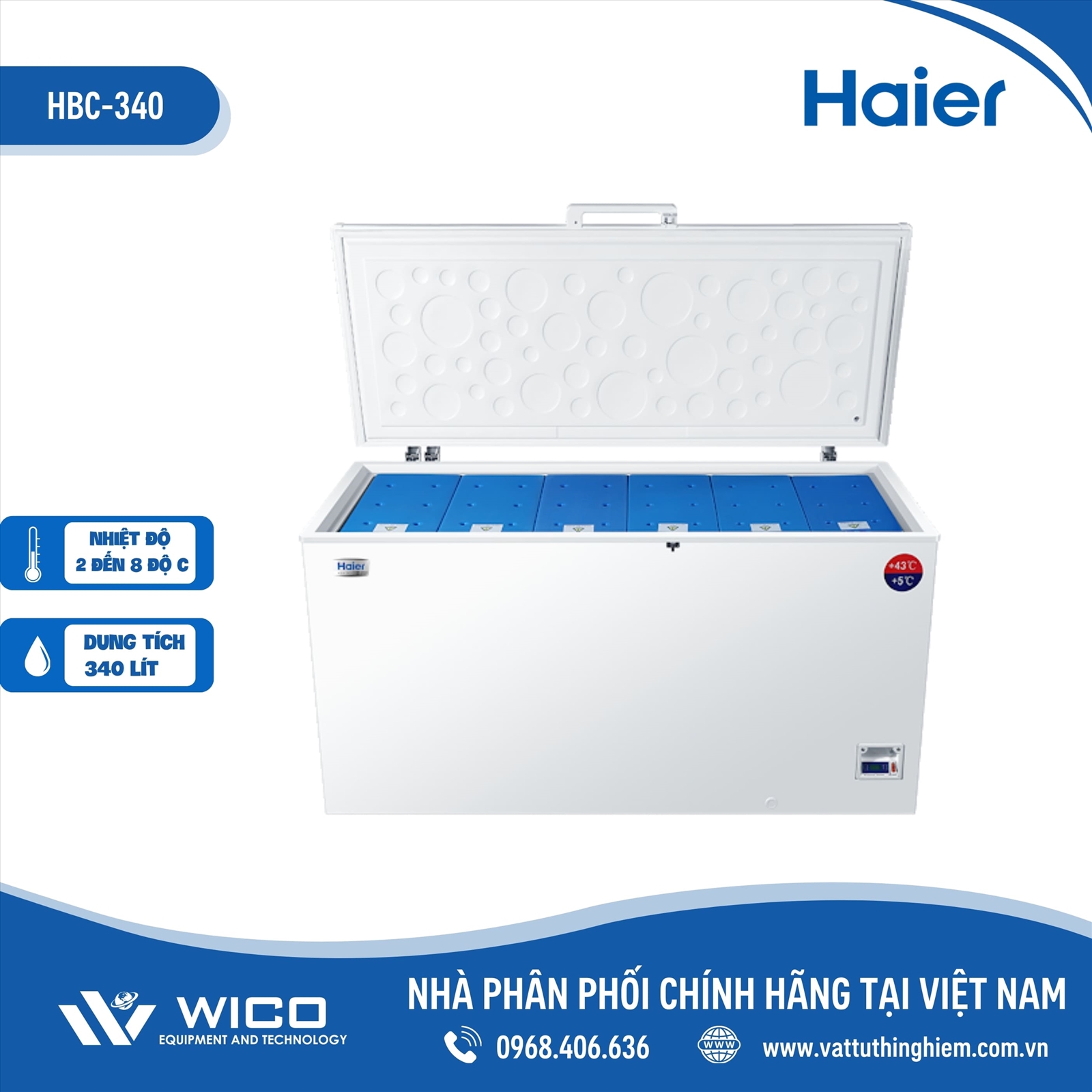 Tủ bảo quản Vacxin/ Sinh phẩm Haier HBC-340 | 340 Lít