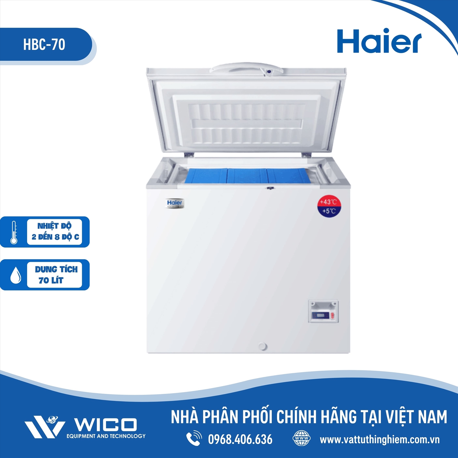 Tủ bảo quản Vacxin/ Sinh phẩm Haier HBC-70 | 70 Lít