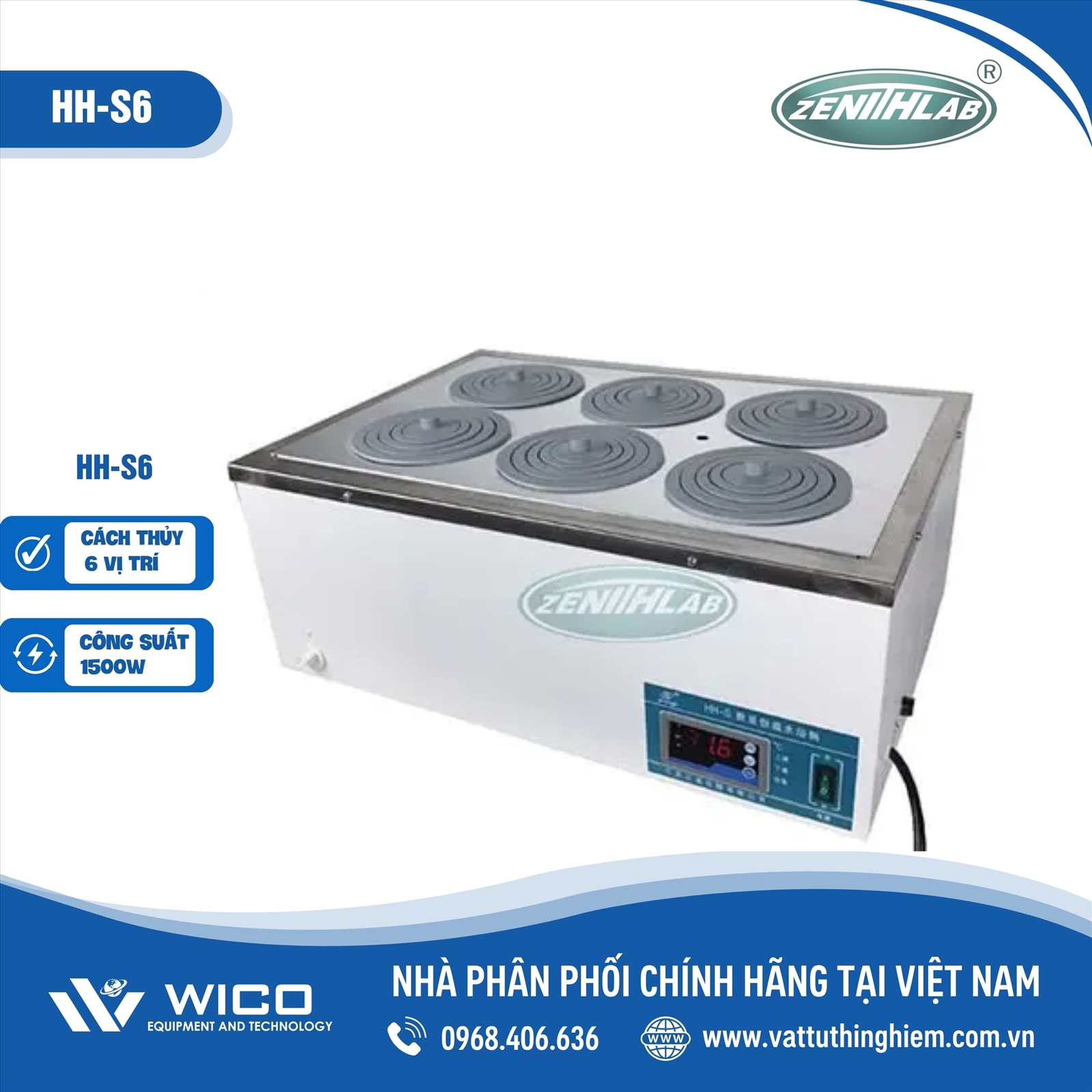 Bể cách thủy 6 vị trí Zenith Lab HH-S6