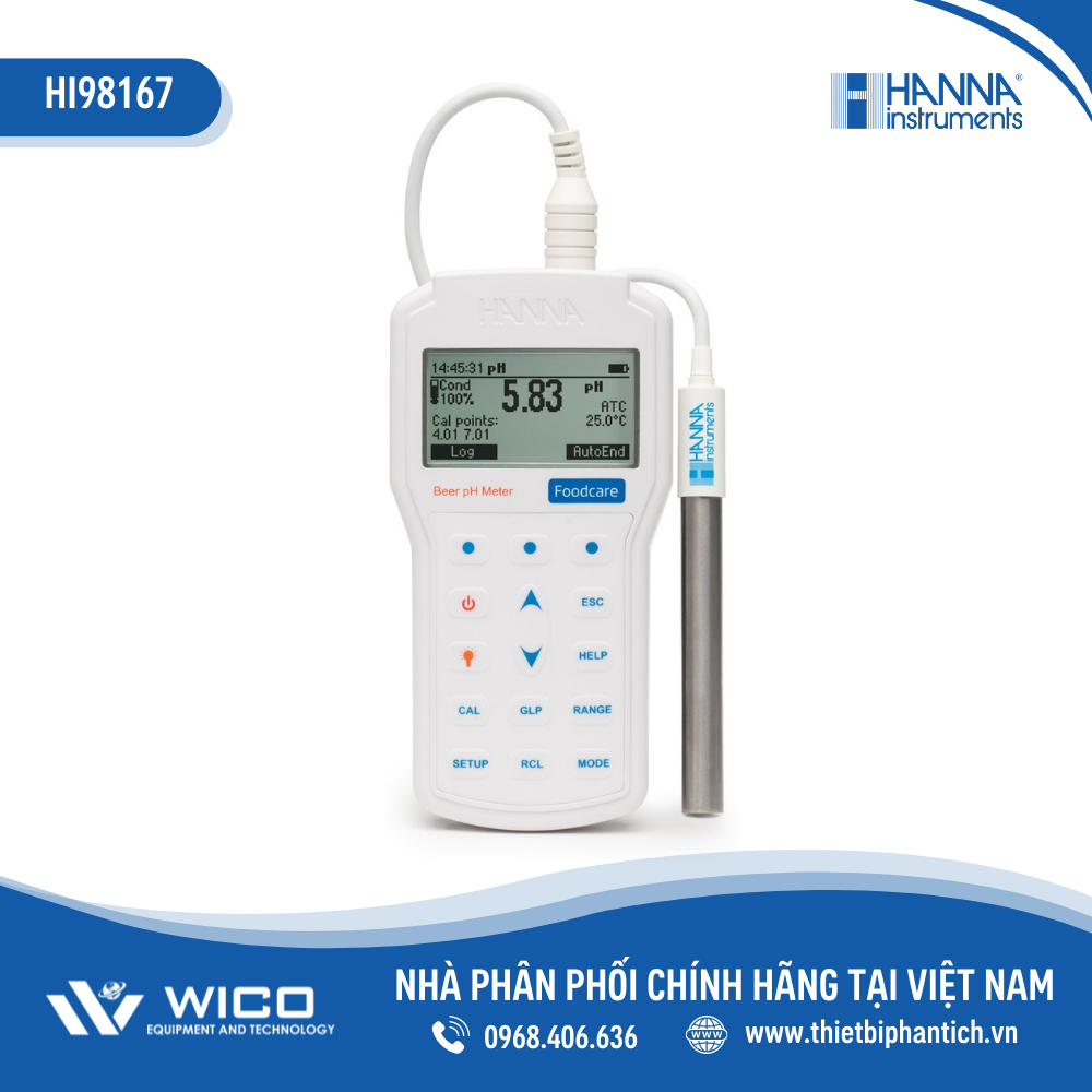 Máy đo pH/Nhiệt Độ Trong Bia HI98167 - Hanna