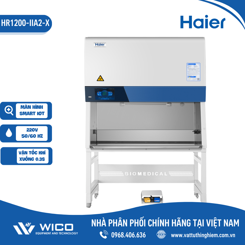 Tủ an toàn sinh học cấp 2 Haier HR1200-IIA2-X | Màn hình cảm ứng Smart IoT