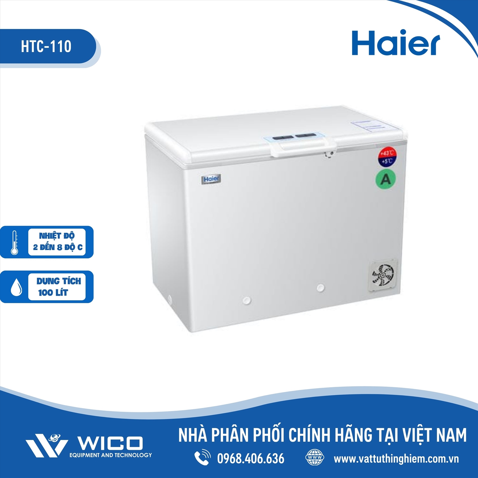 Tủ bảo quản vắc xin năng lượng mặt trời, 110 lít (2 ÷ 8oC) Haier HTC-110