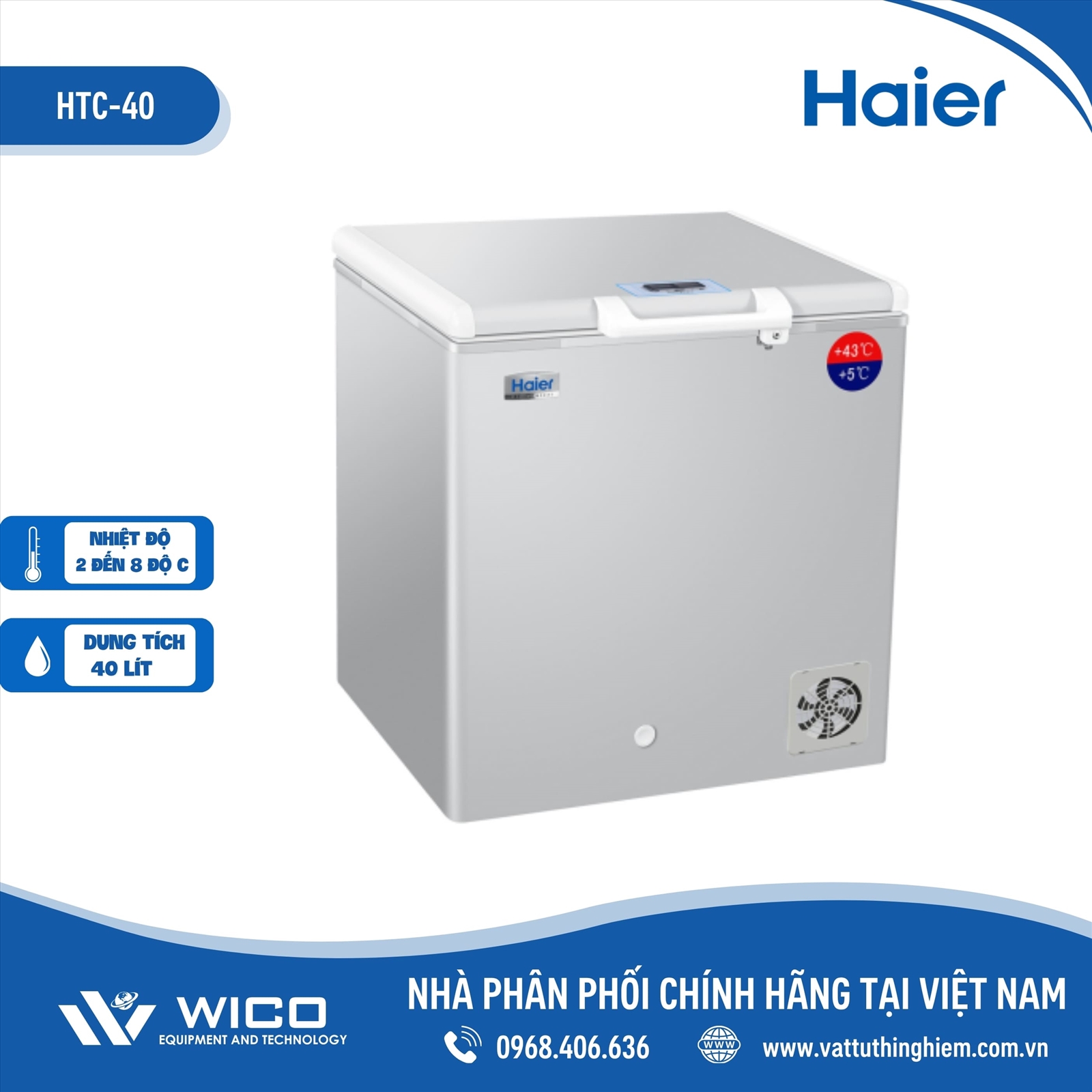 Tủ bảo quản vắc xin năng lượng mặt trời, 40 lít (2 ÷ 8oC) Haier HTC-40